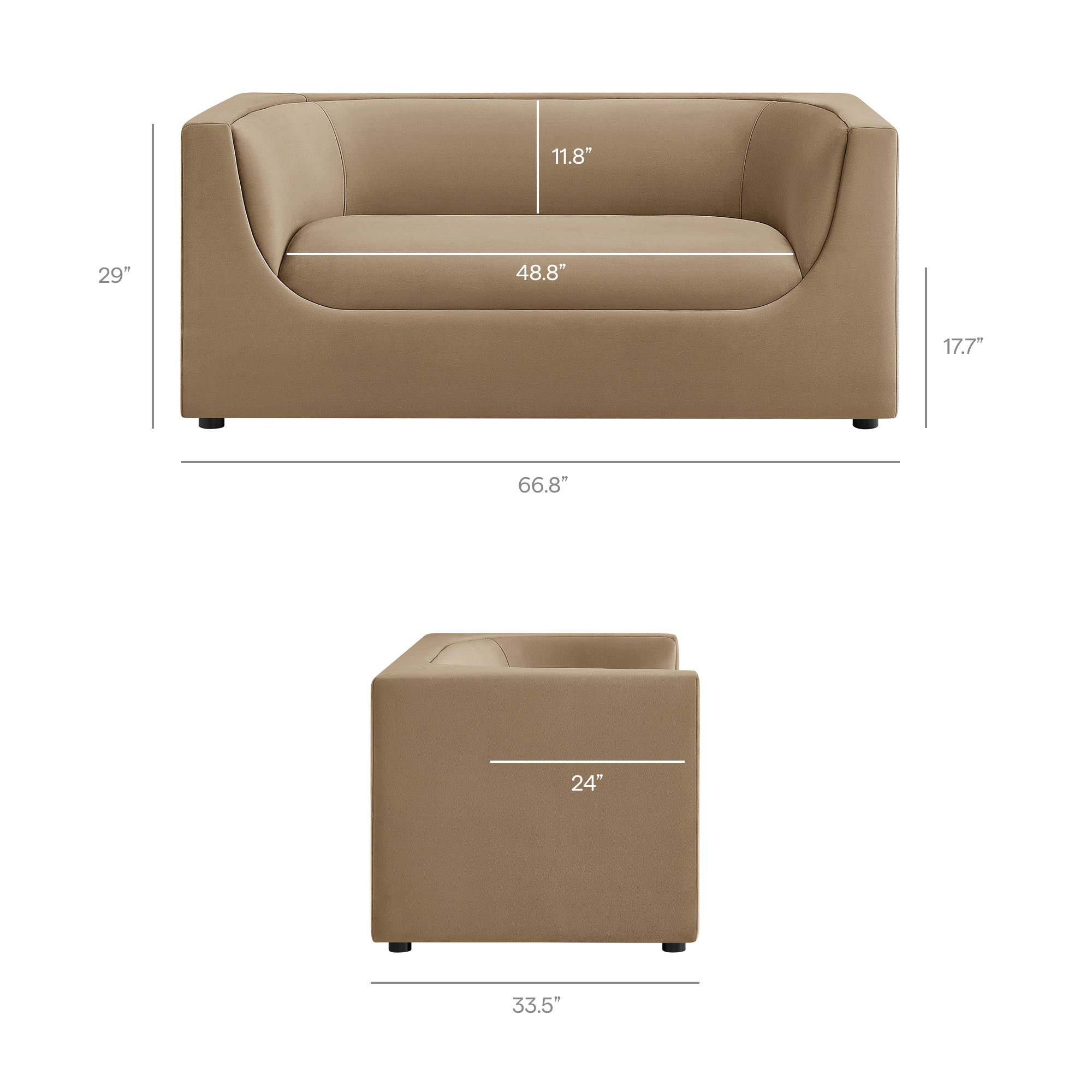 Hilda 67" Curved Back Performance Velvet Loveseat