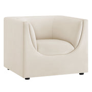 Hilda Curved Back Performance Velvet Armchair - Alabaster