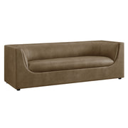 Hilda 86" Curved Back Vegan Leather Sofa - Mushroom