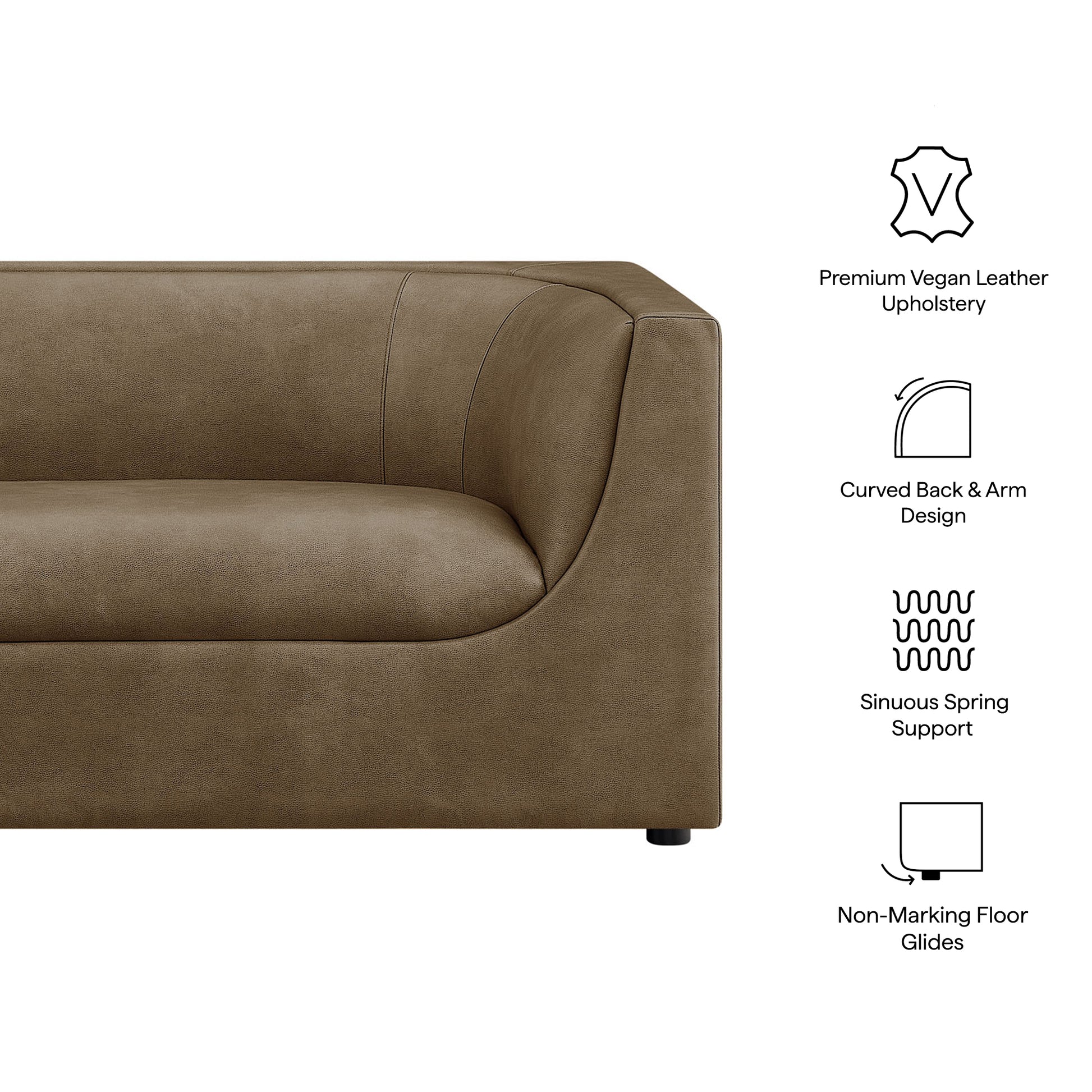 Hilda 67" Curved Back Vegan Leather Loveseat - Toast