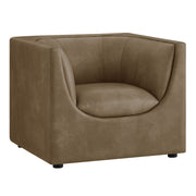 Hilda Curved Back Vegan Leather Armchair - Mushroom