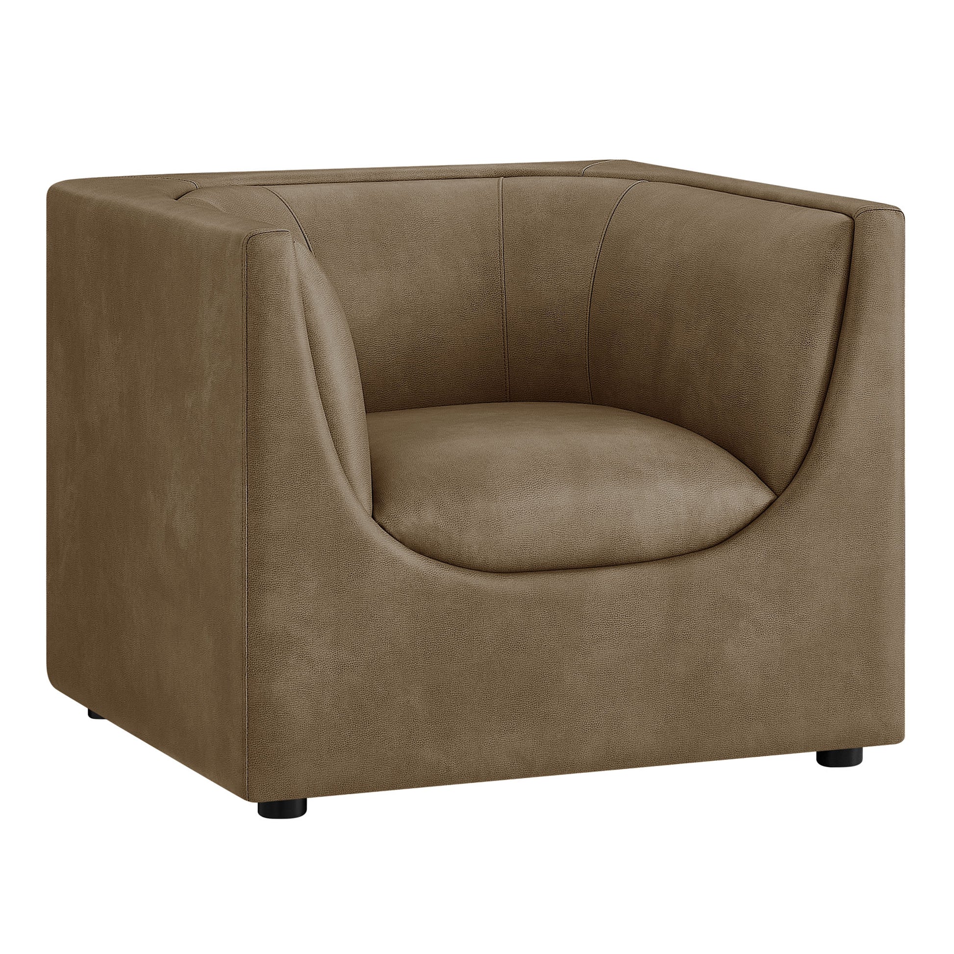 Hilda Curved Back Vegan Leather Armchair - Mushroom