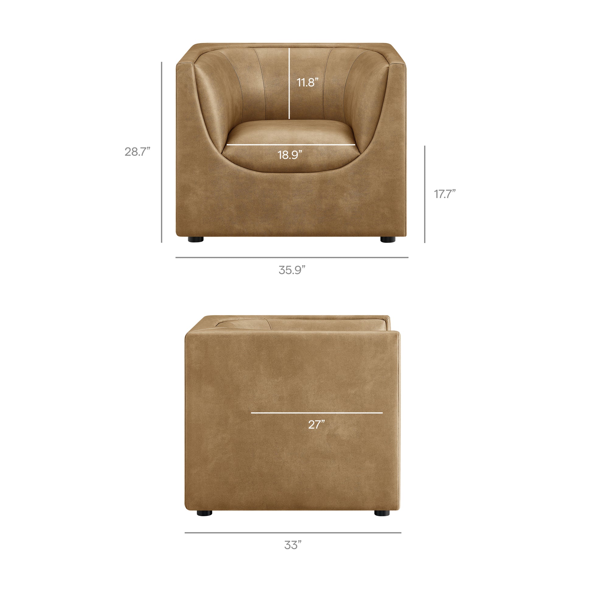 Hilda Curved Back Vegan Leather Armchair