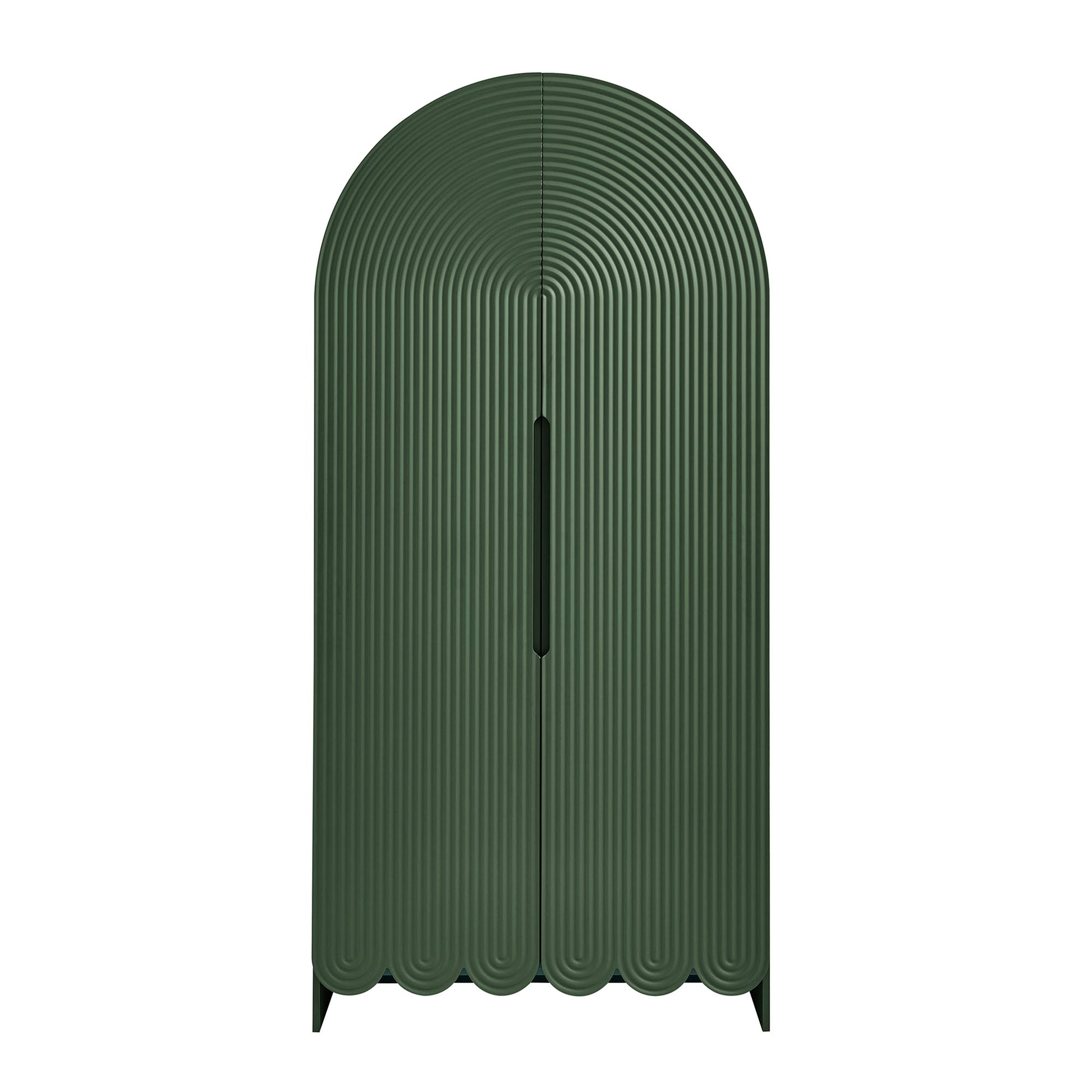 Dahlia 78 Inch Fluted and Scalloped Arched Storage Cabinet