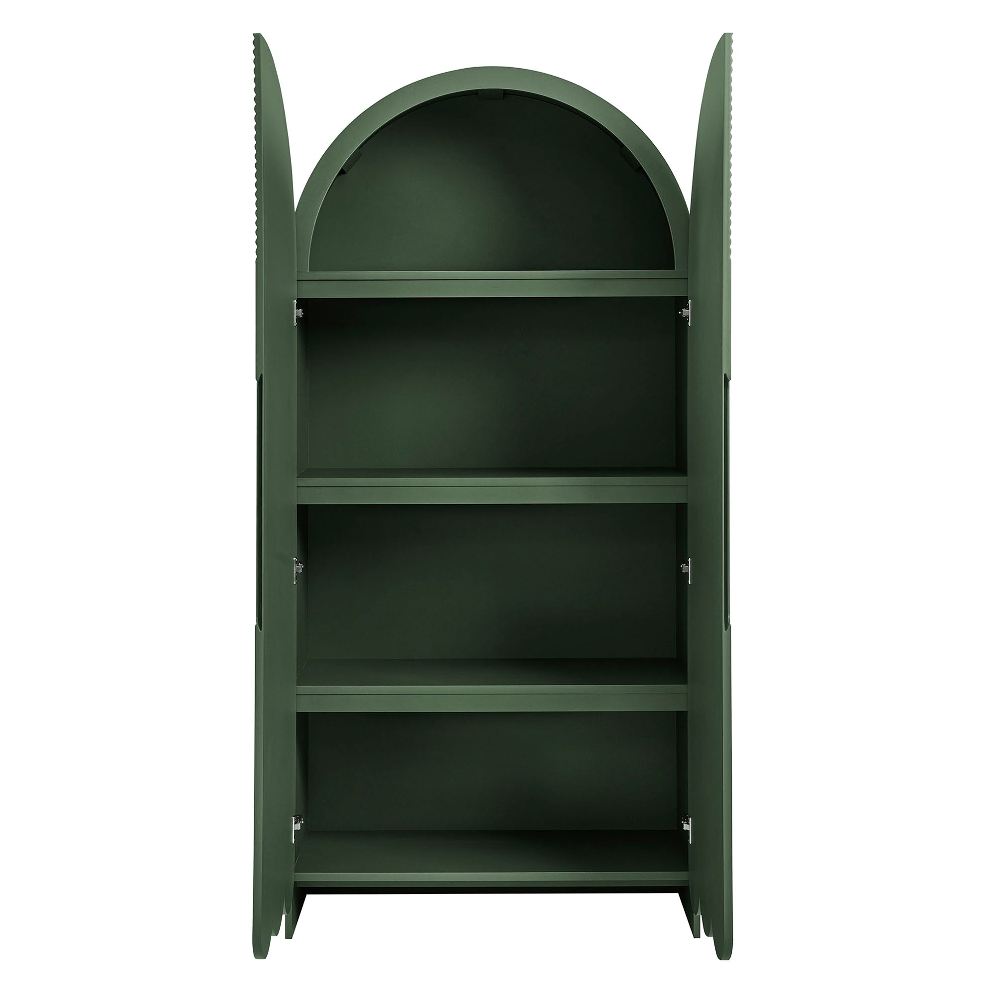 Dahlia 78 Inch Fluted and Scalloped Arched Storage Cabinet