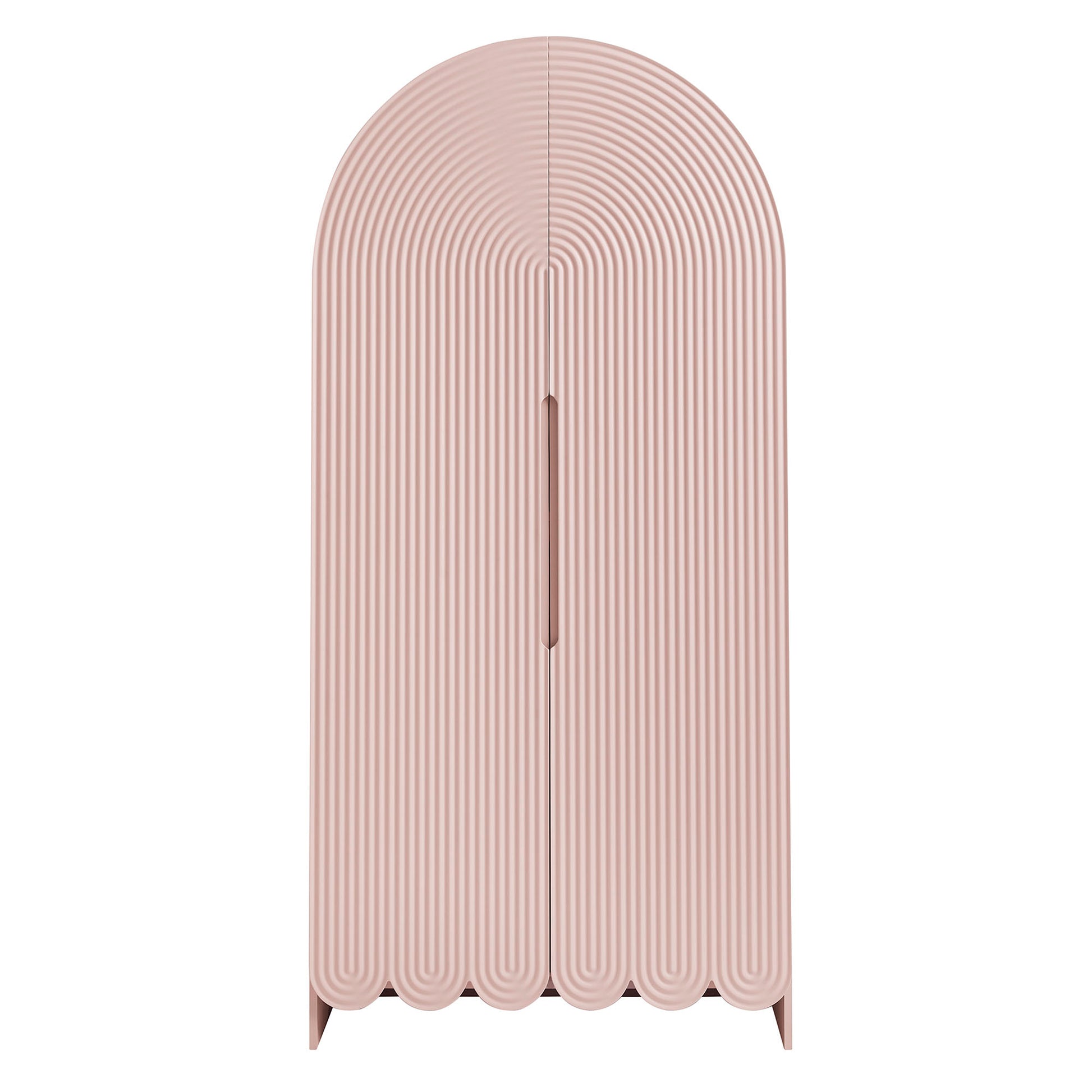 Dahlia 78 Inch Fluted and Scalloped Arched Storage Cabinet