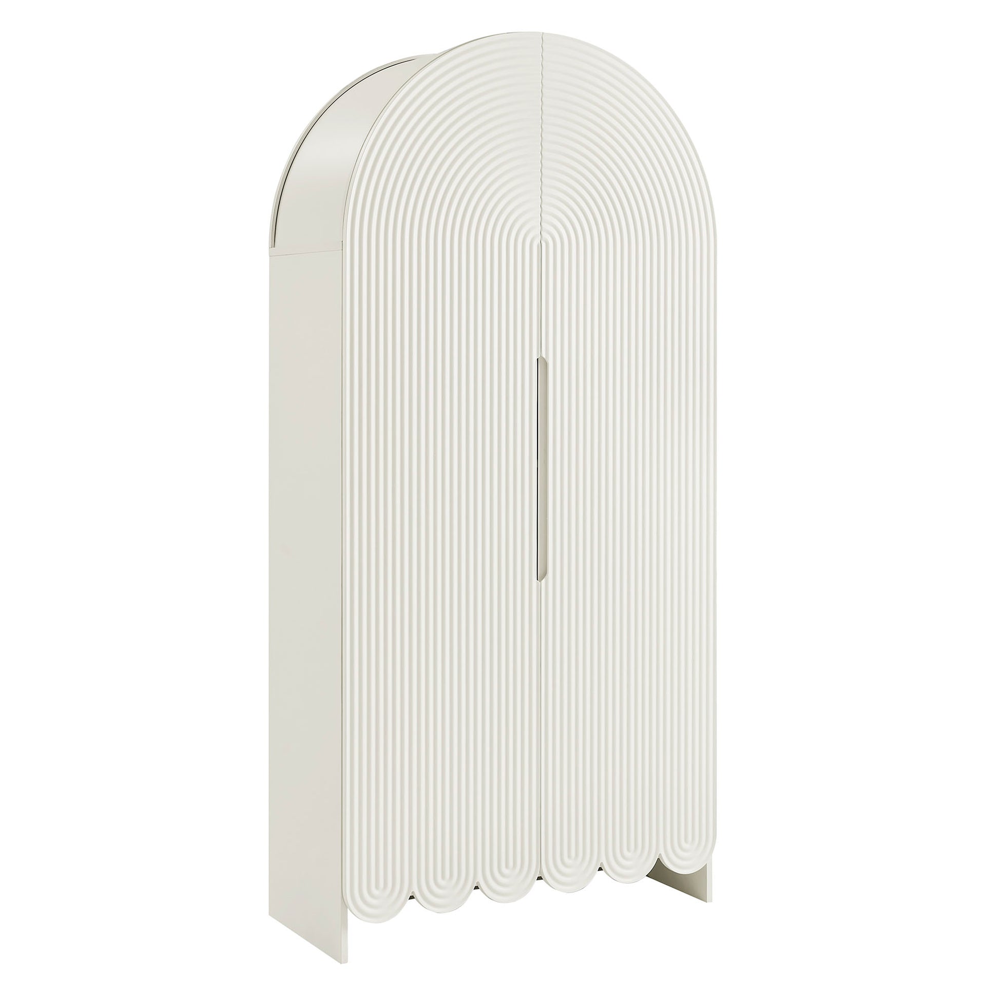 Dahlia 78 Inch Fluted and Scalloped Arched Storage Cabinet