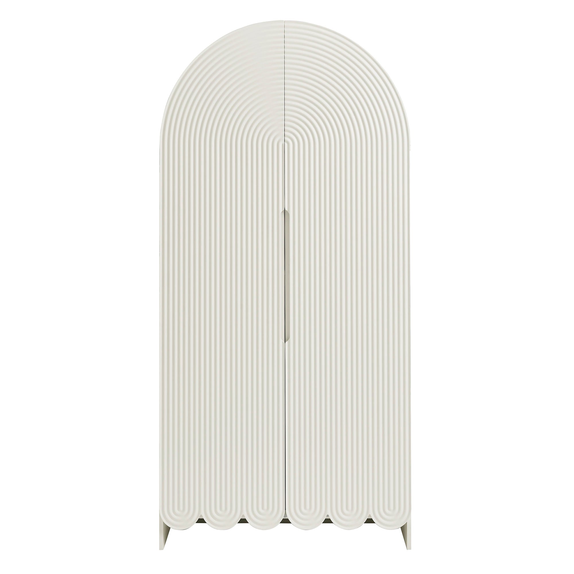 Dahlia 78 Inch Fluted and Scalloped Arched Storage Cabinet