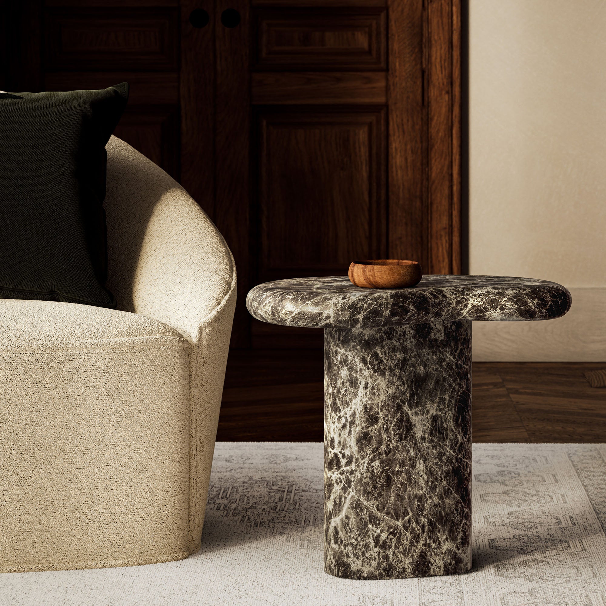 Elowen Outdoor Patio Faux Marble Side Table