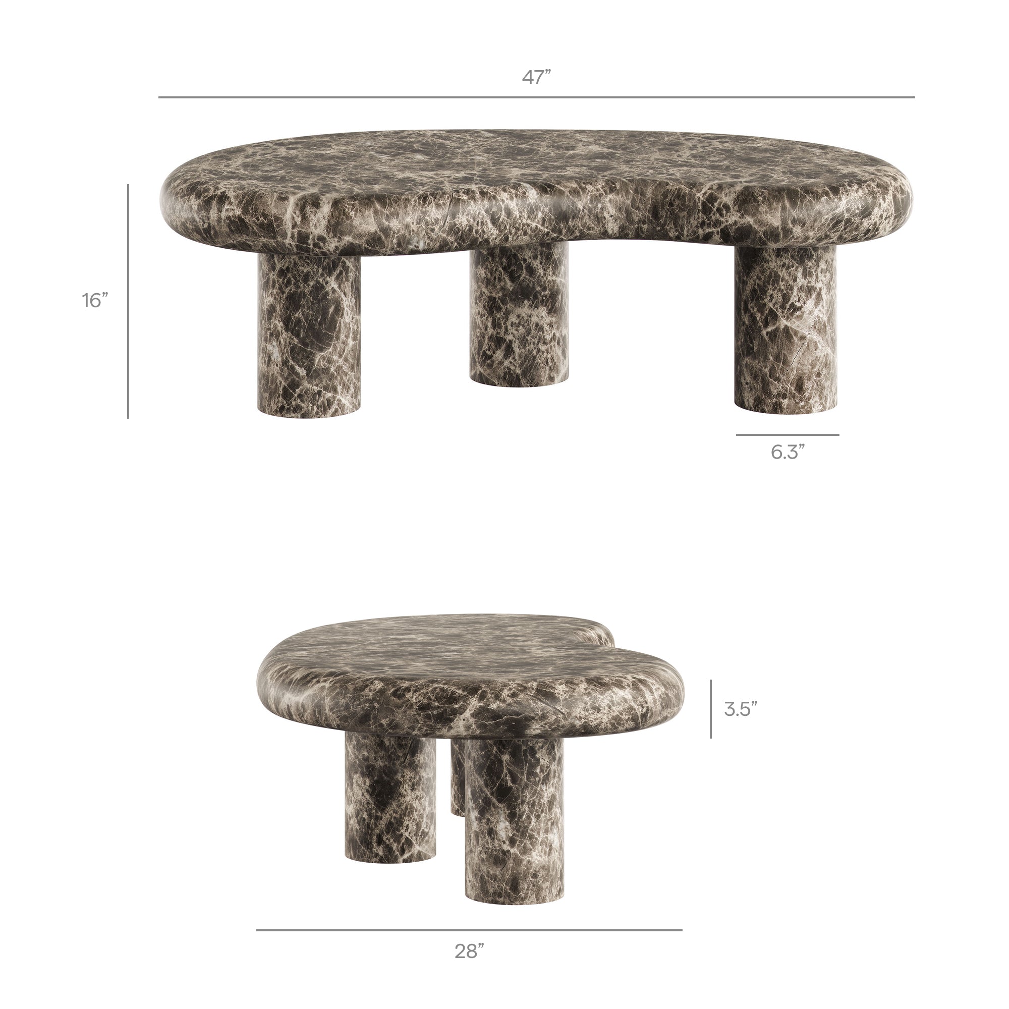 Elowen Outdoor Patio Faux Marble Coffee Table