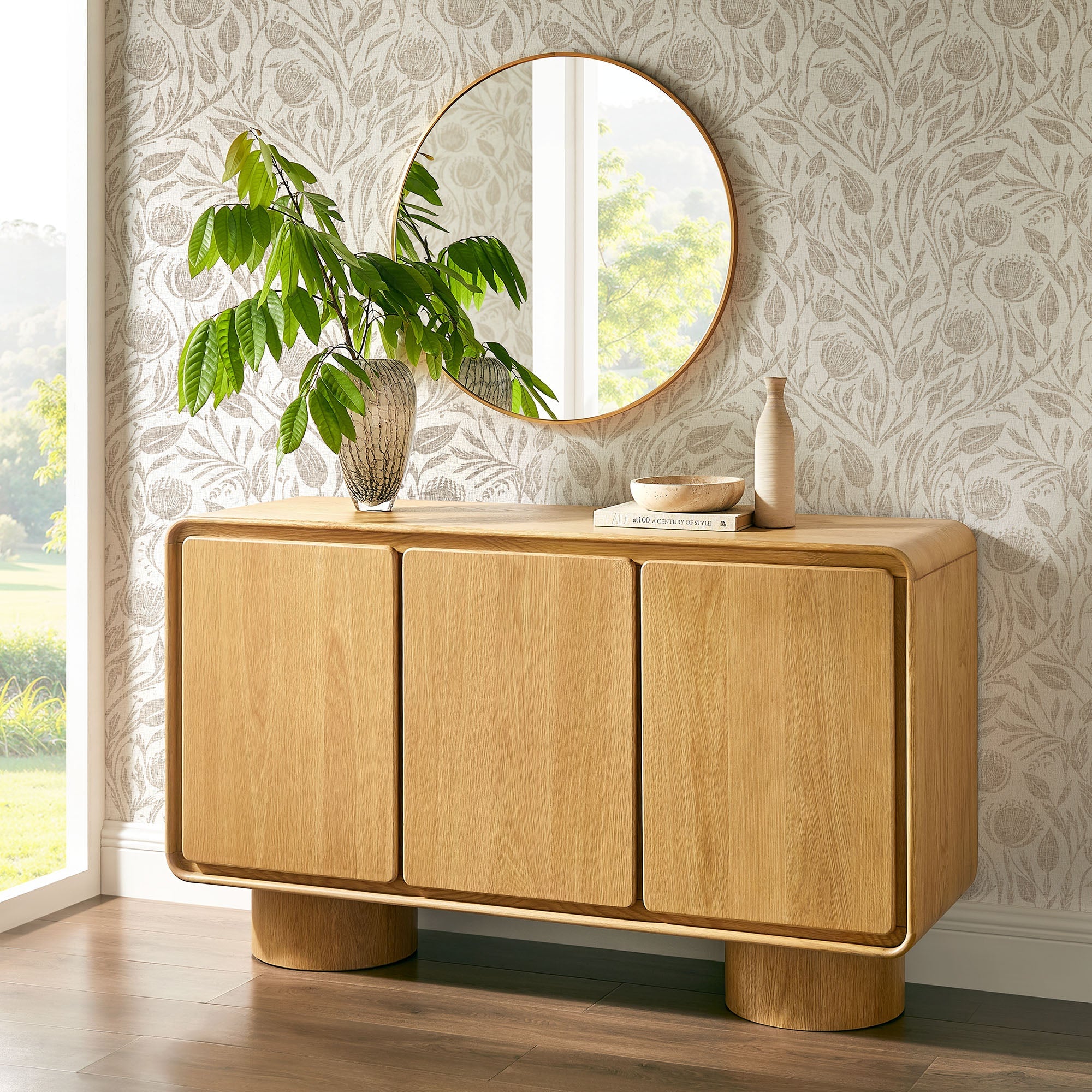 Lumo 3-Door Accent Cabinet - Oak