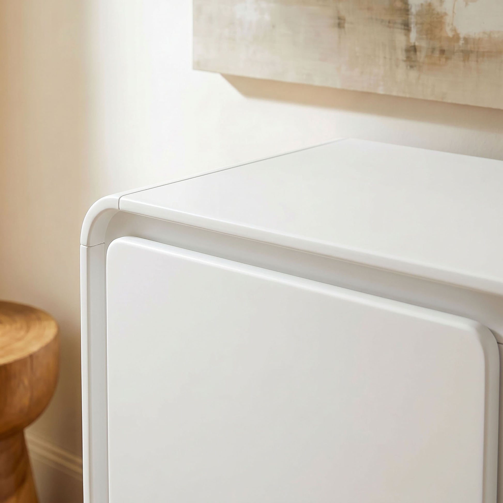 Lumo 3-Door Curved Wood Accent Cabinet