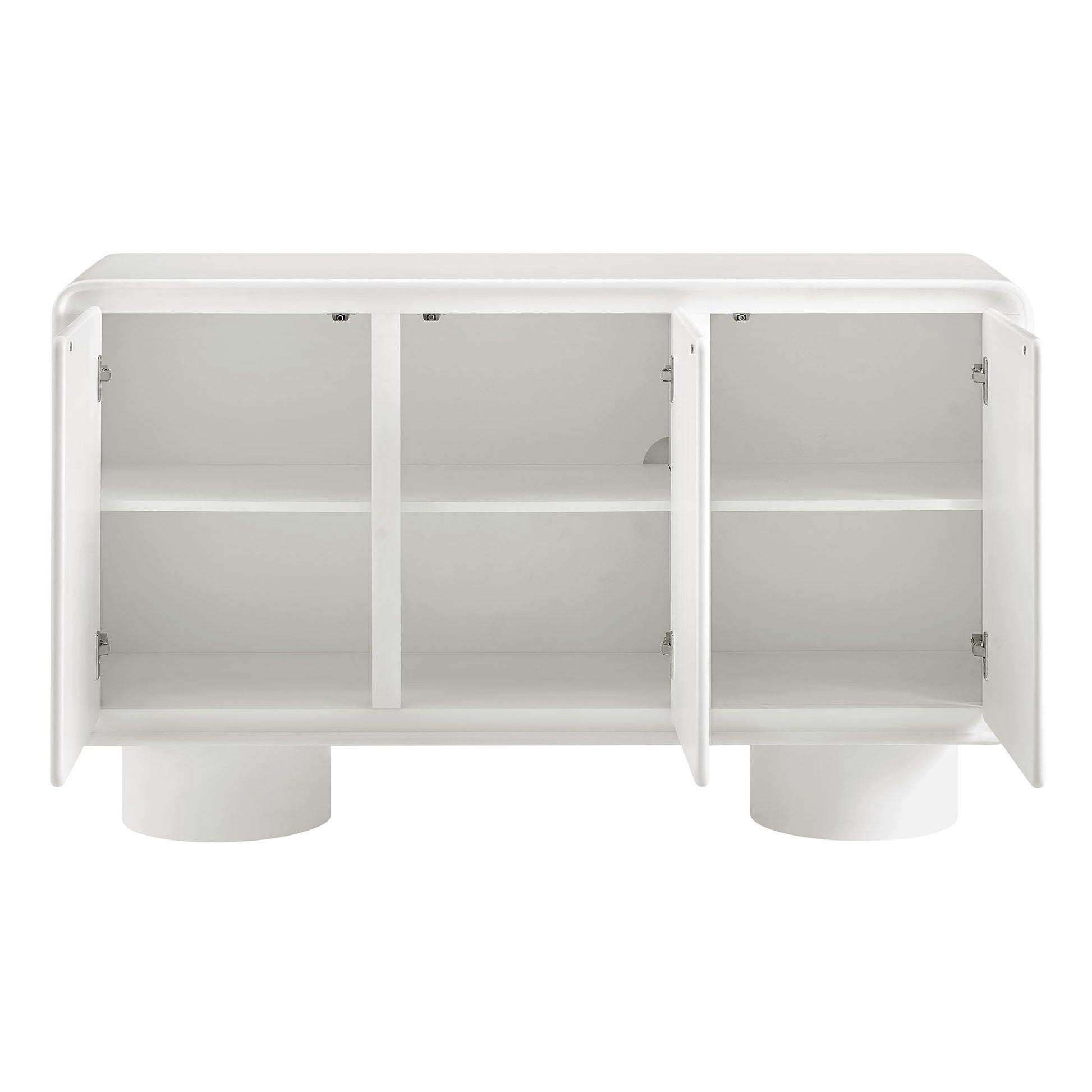 Lumo 3-Door Curved Wood Accent Cabinet