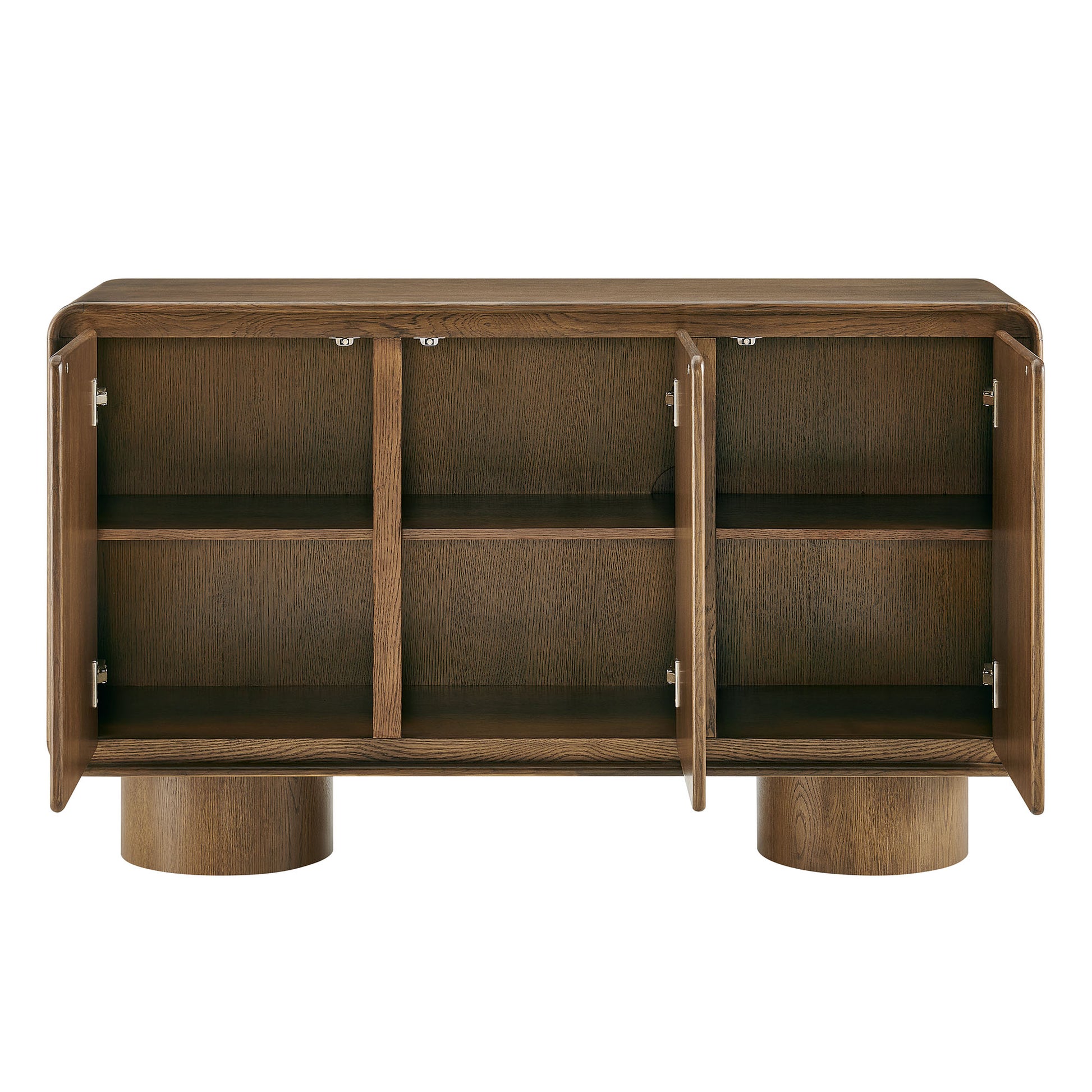 Lumo 3-Door Curved Wood Accent Cabinet