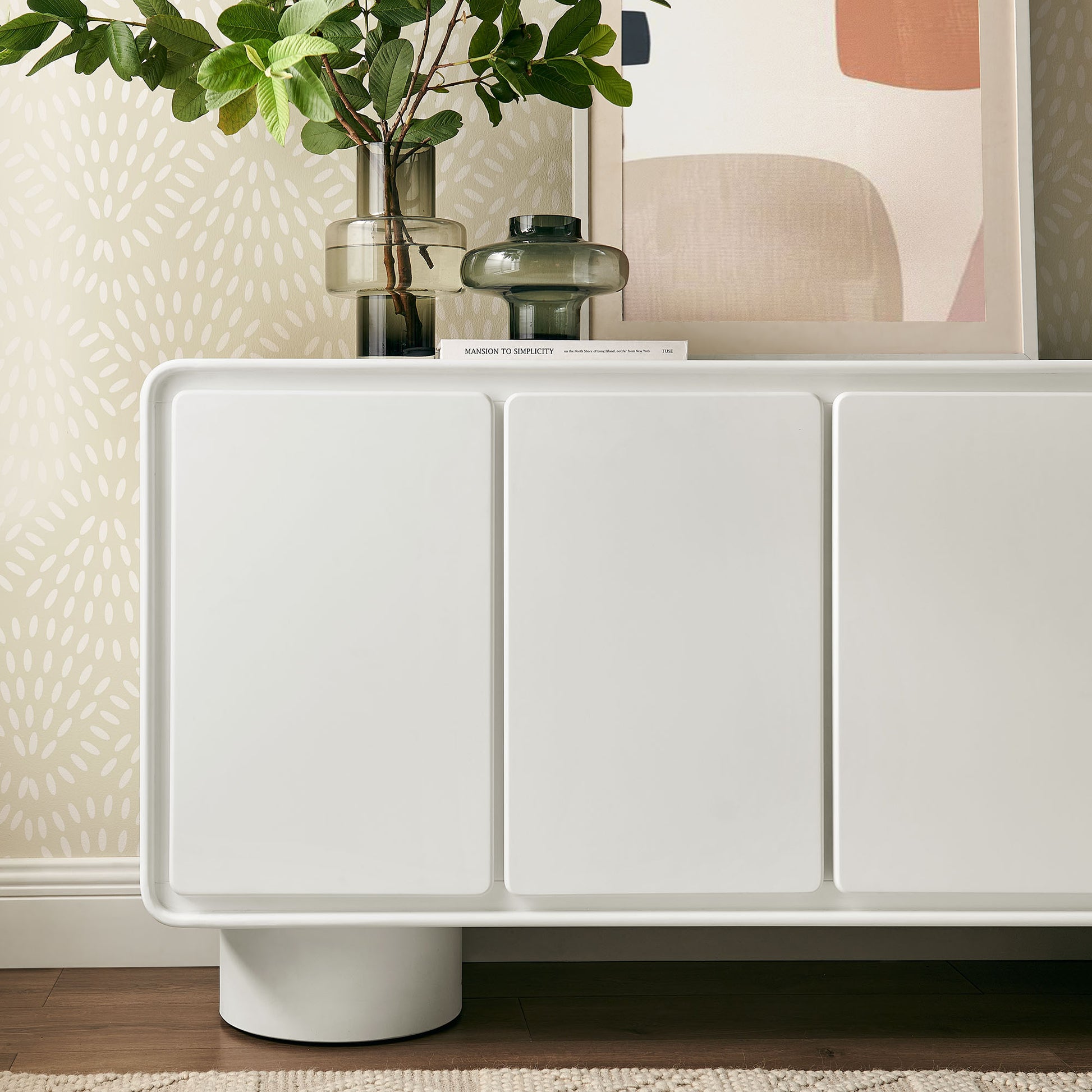 Lumo 4-Door Curved Wood Accent Cabinet