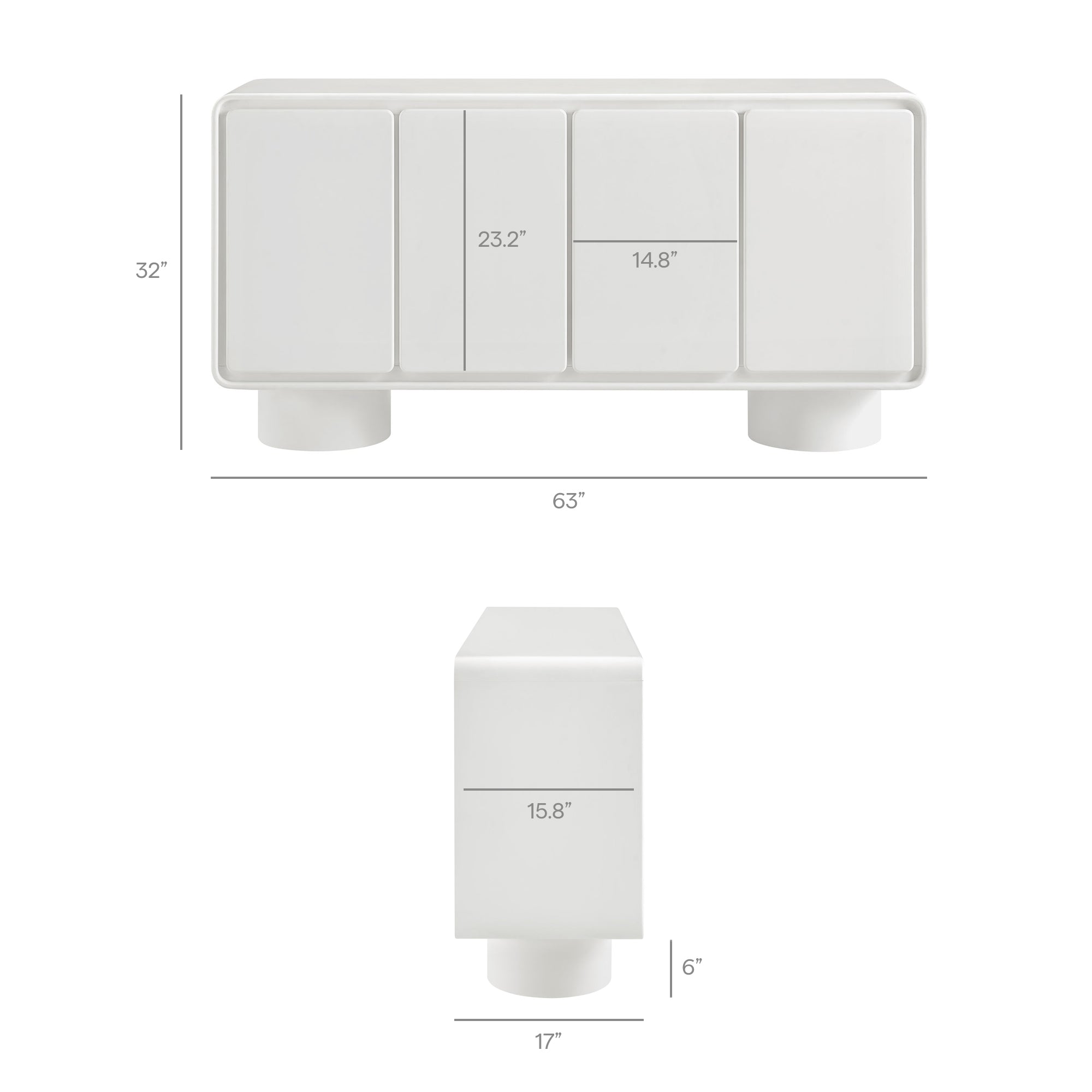 Lumo 4-Door Curved Wood Accent Cabinet