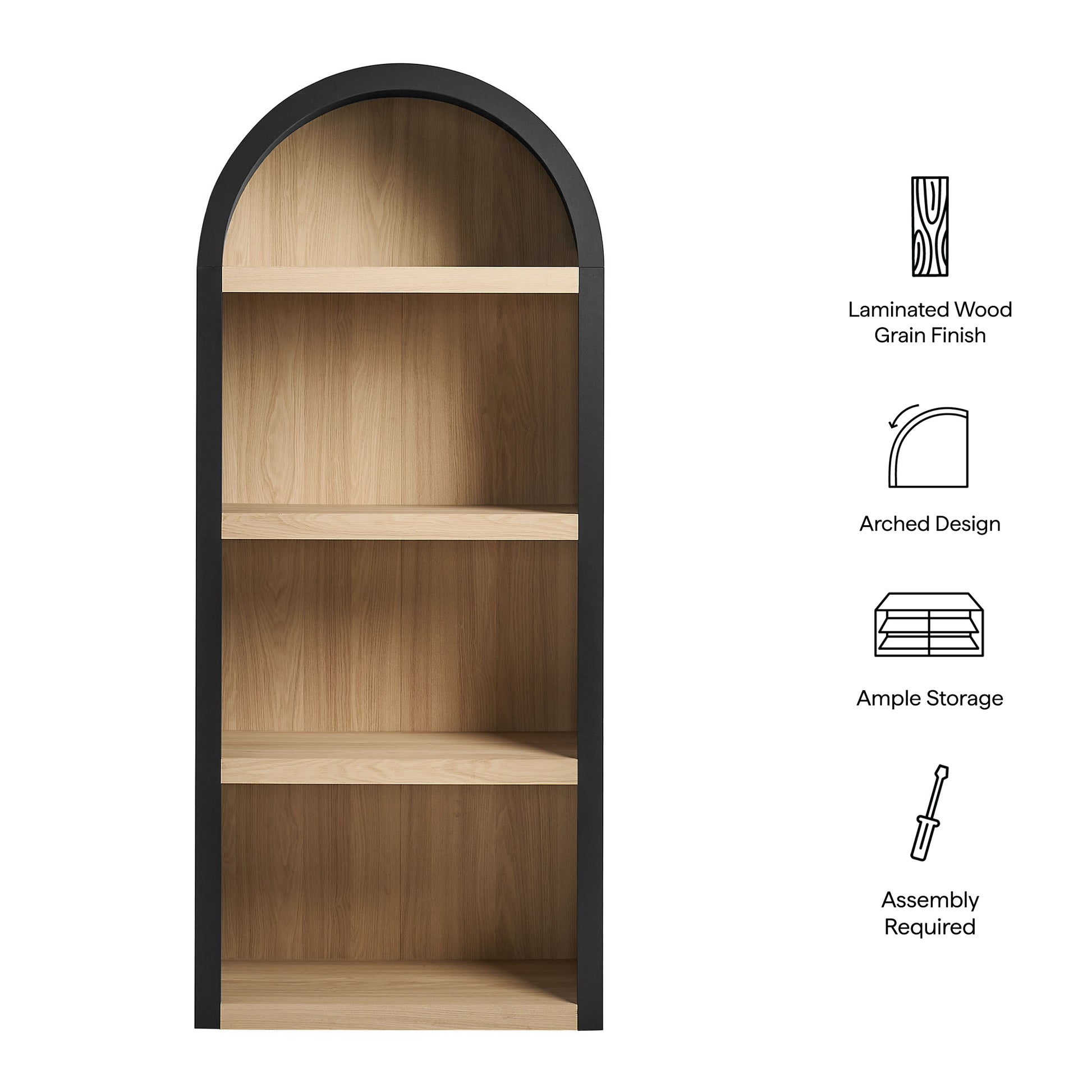 Caleb 4 Arched Display Shelf Bookcase - Hunter Green