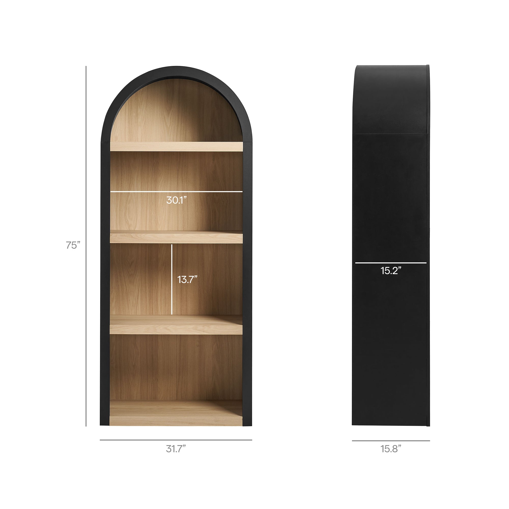 Caleb 4 Arched Display Shelf Bookcase - Sage