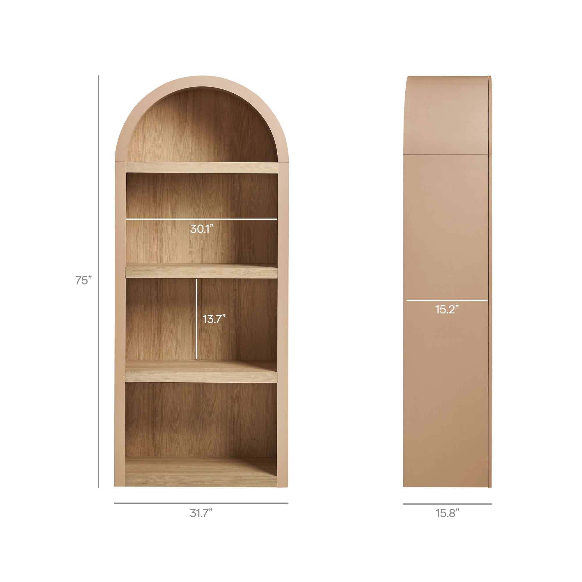 Caleb 4 Arched Display Shelf Bookcase