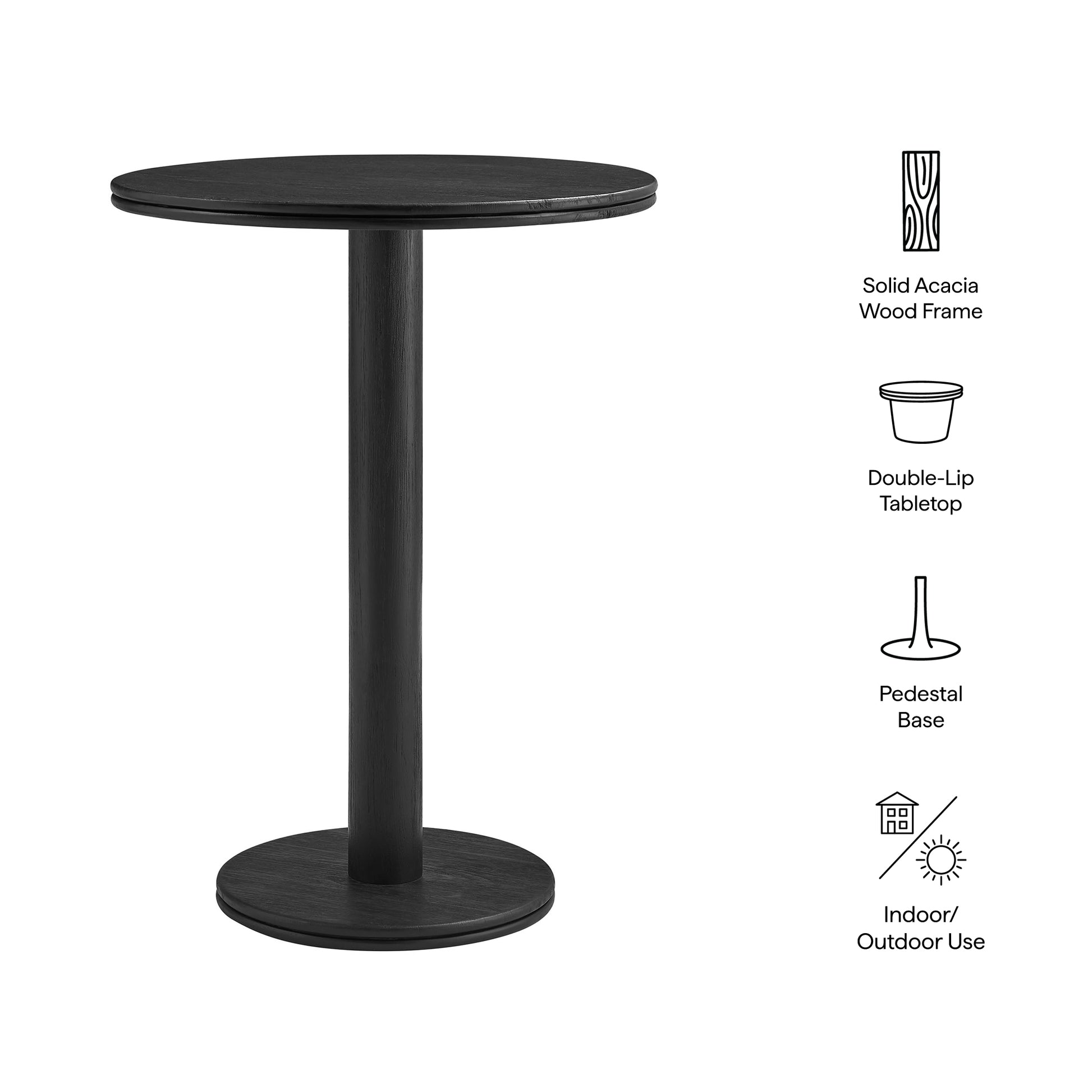 Neo 31 Inch Round Indoor - Outdoor Patio Wood Bar Table - Cocoa Brown