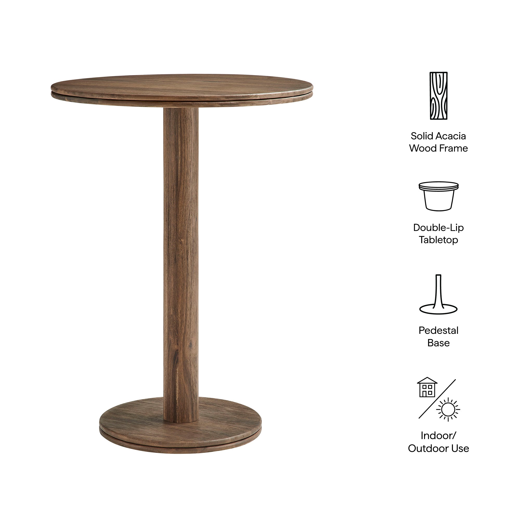Neo 31 Inch Round Indoor - Outdoor Patio Wood Bar Table