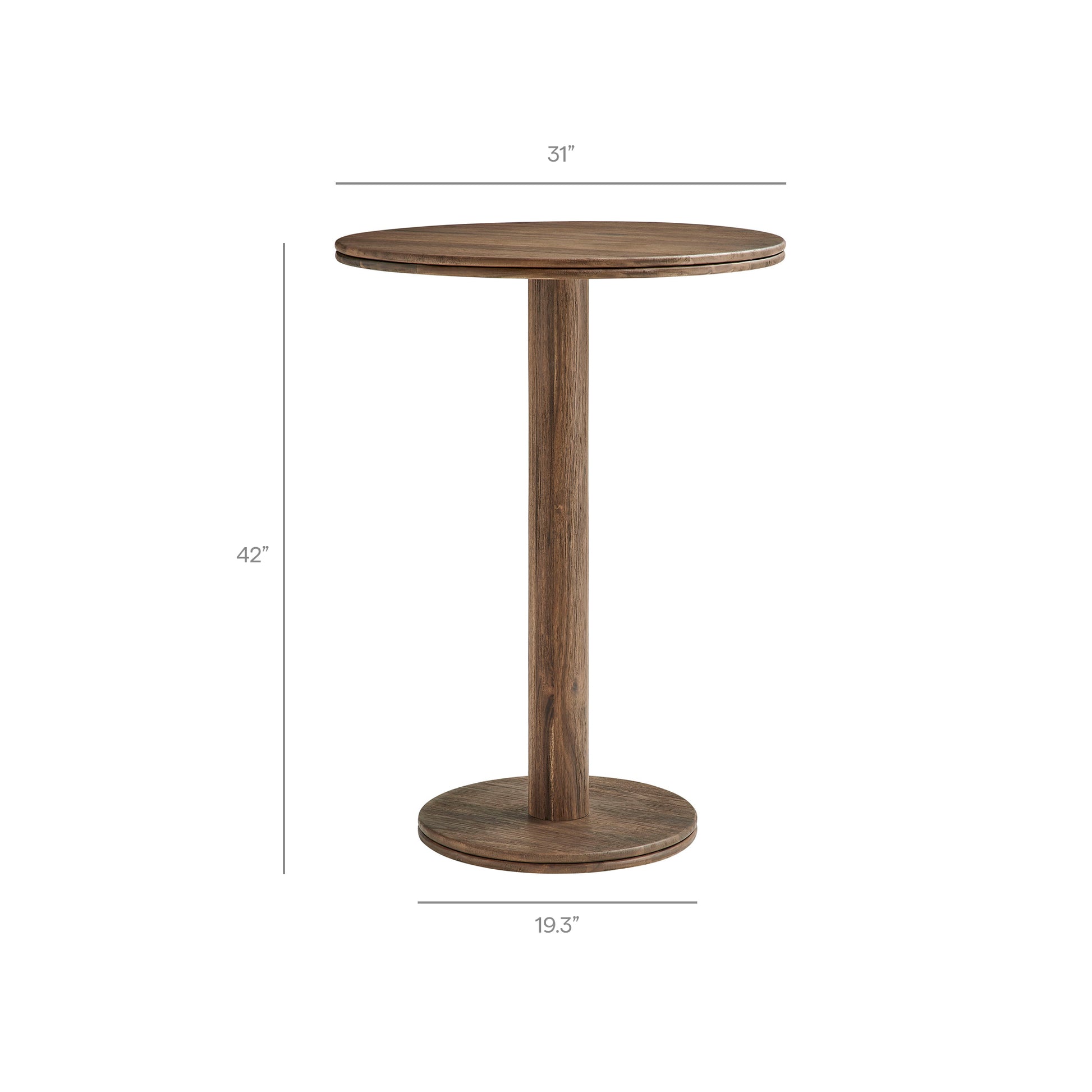 Neo 31 Inch Round Indoor - Outdoor Patio Wood Bar Table