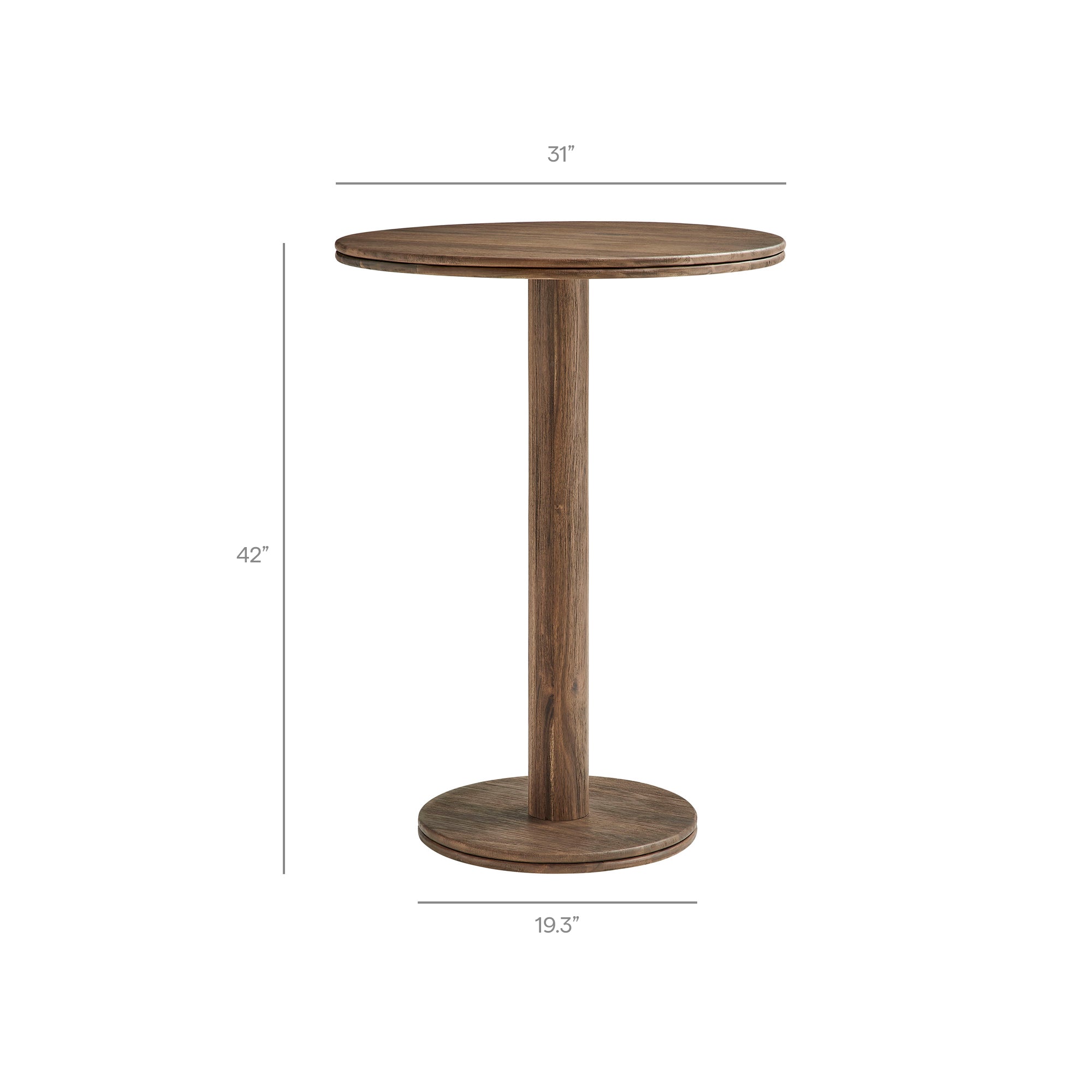 Neo 31 Inch Round Indoor - Outdoor Patio Wood Bar Table