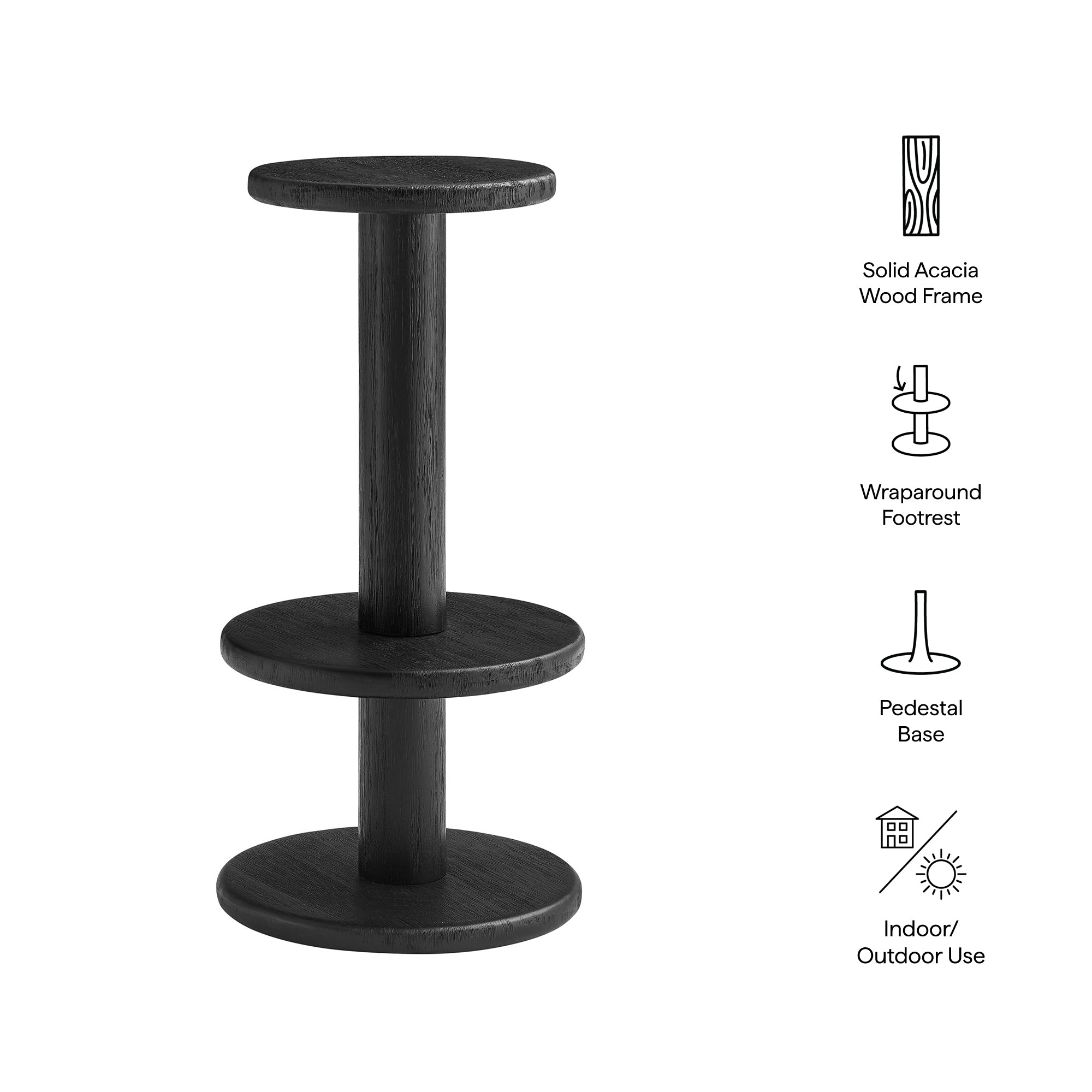 Neo 15 Inch Round Indoor - Outdoor Patio Wood Bar Stools - Cocoa Brown