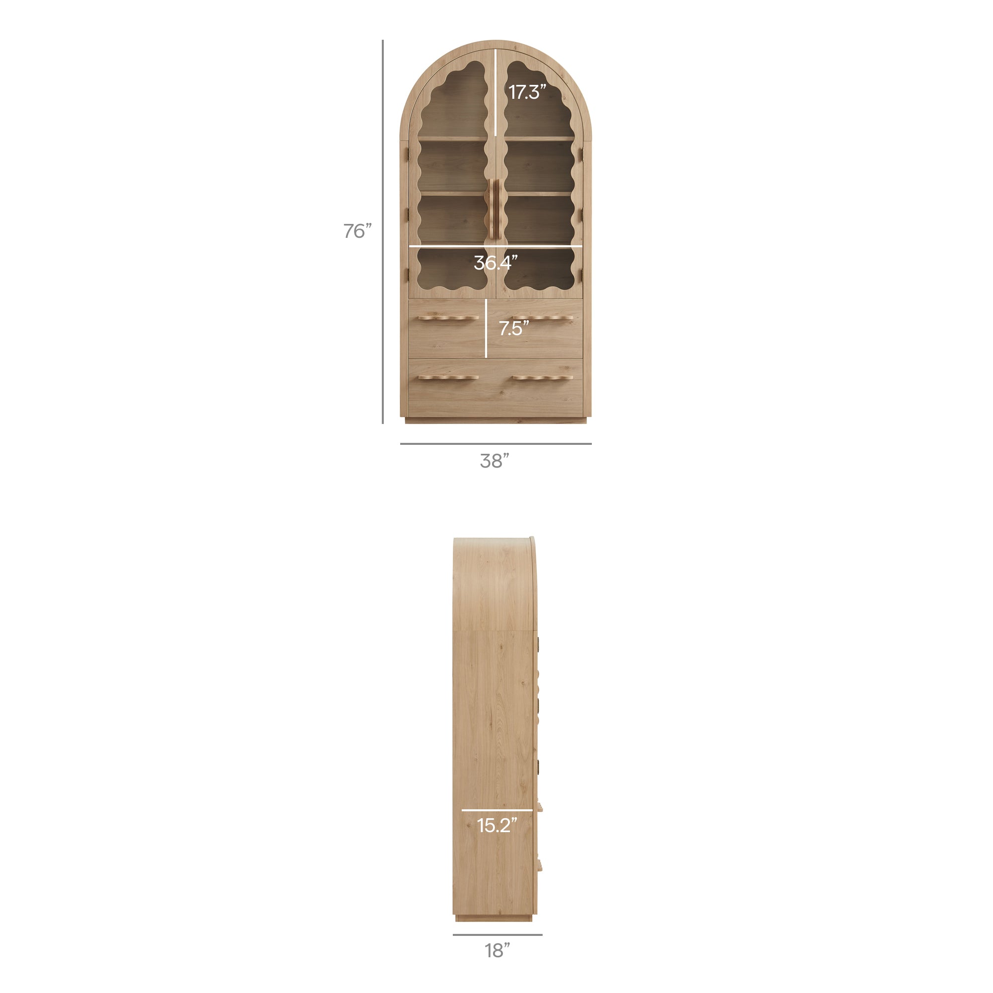 Rory 76 Inch Arched Kitchen Pantry Cabinet