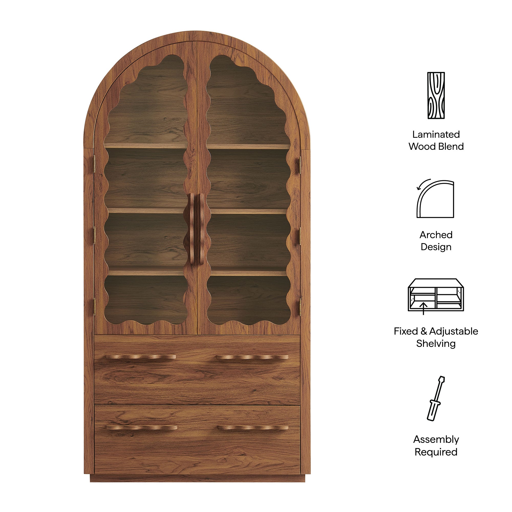 Rory 76 Inch Arched Kitchen Pantry Cabinet