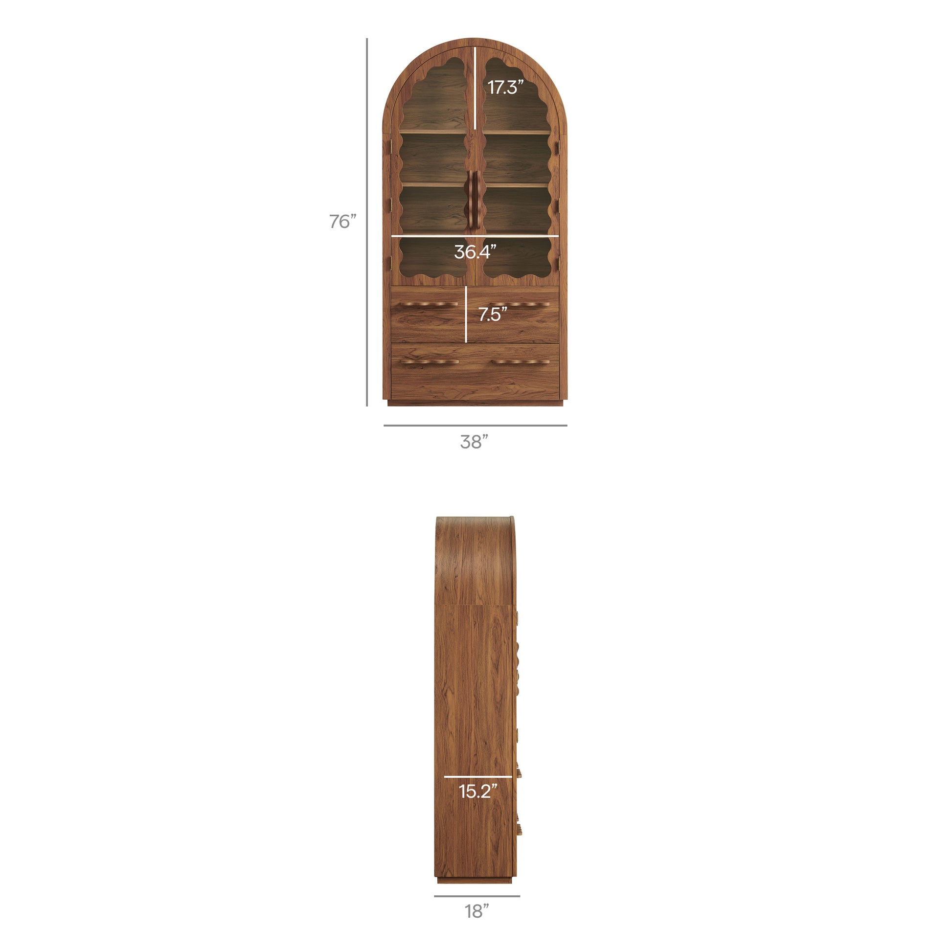 Rory 76 Inch Arched Kitchen Pantry Cabinet