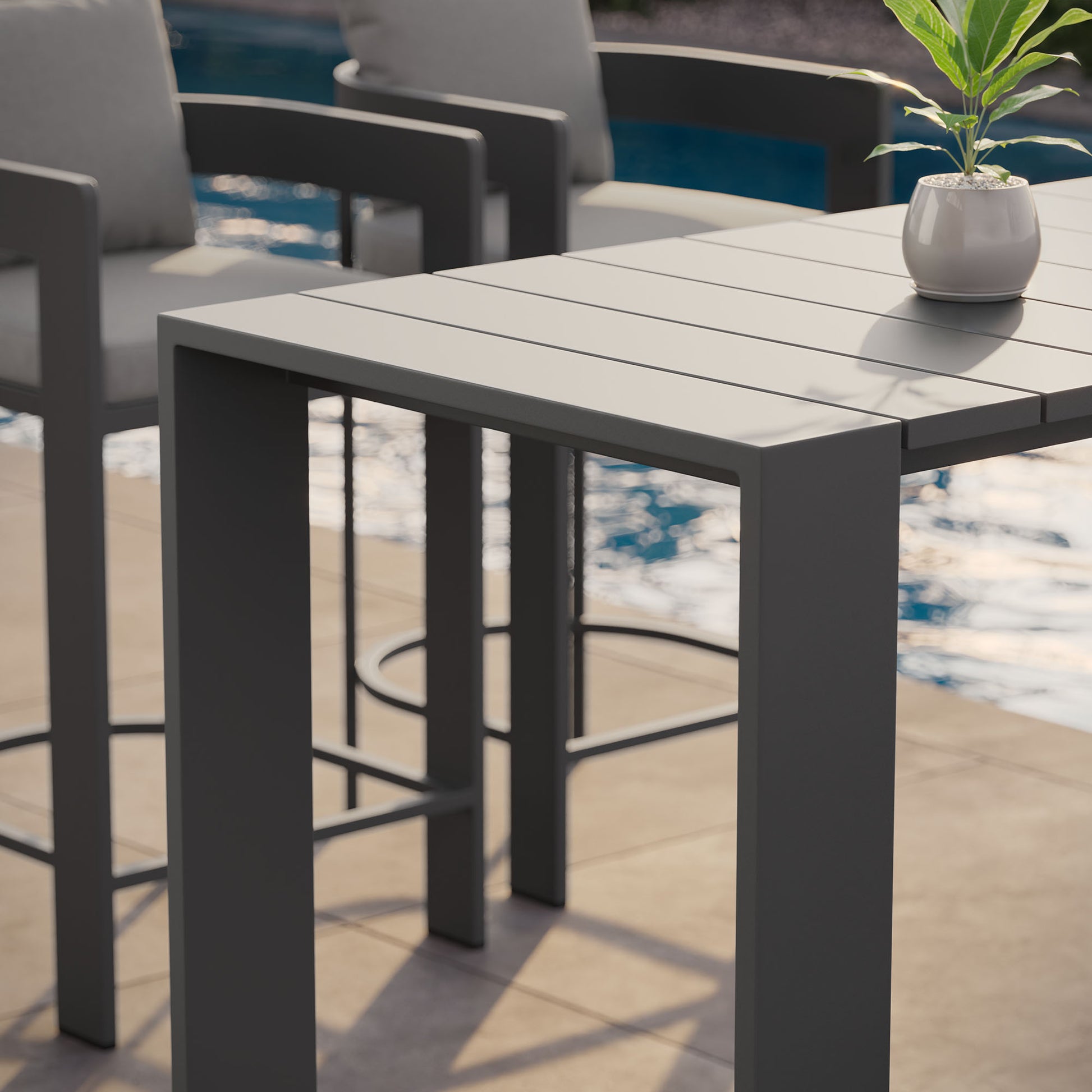 Tahoe 59 Inch Rectangle Outdoor Aluminum Bar Table