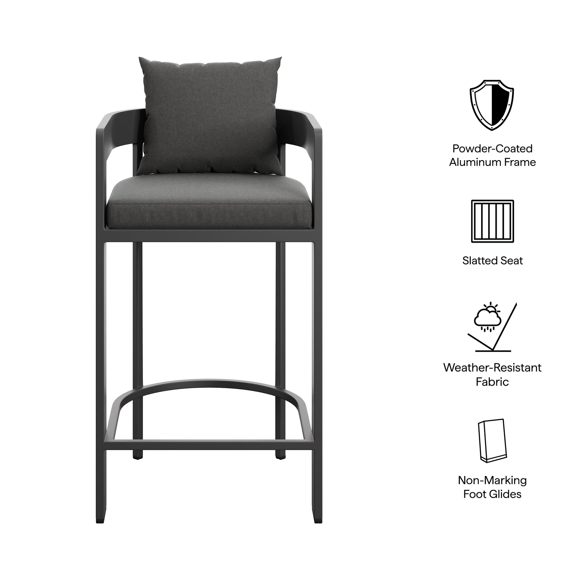 Tahoe Outdoor Patio Aluminum Bar Chair - Gray