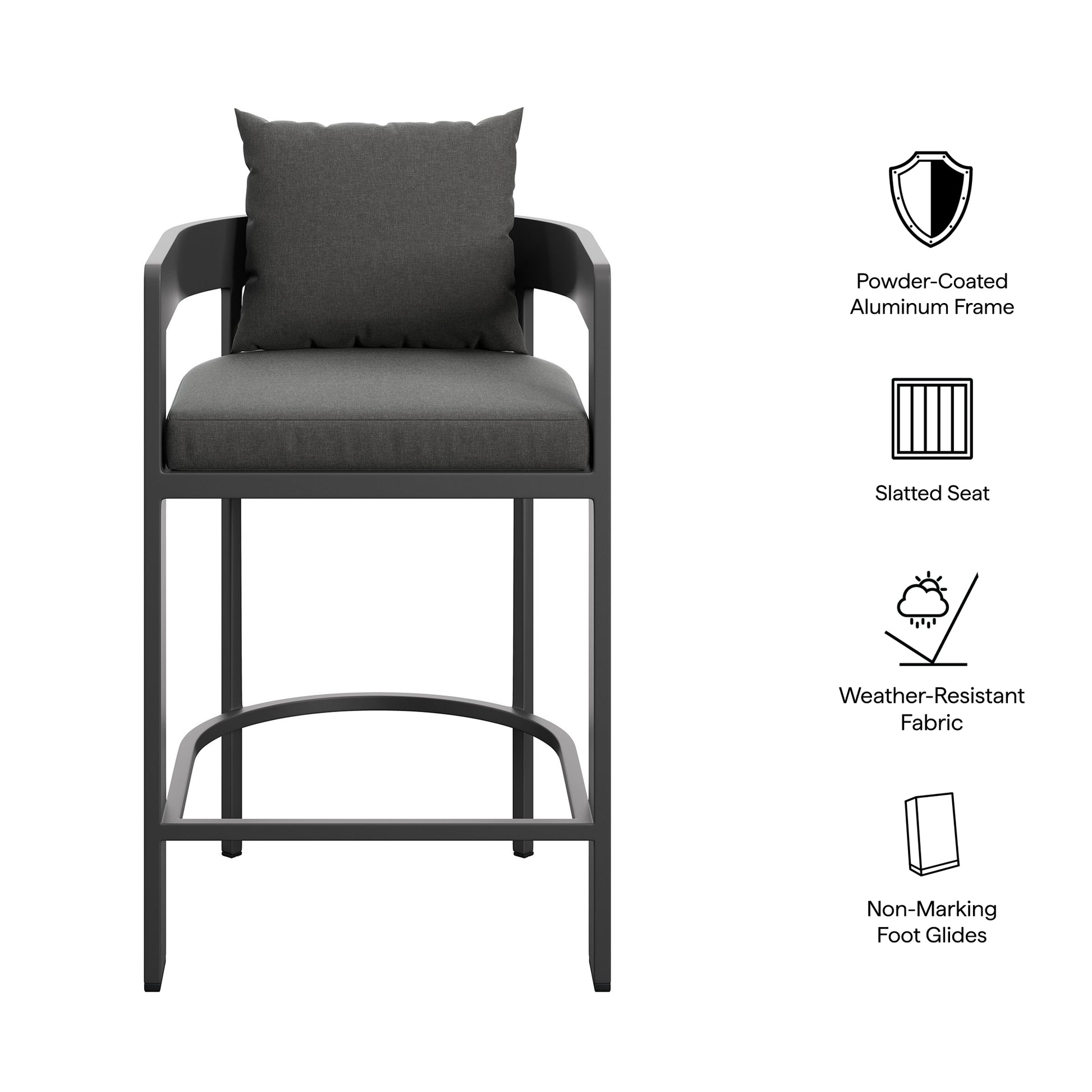 Tahoe Outdoor Patio Aluminum Counter Stool - Gray