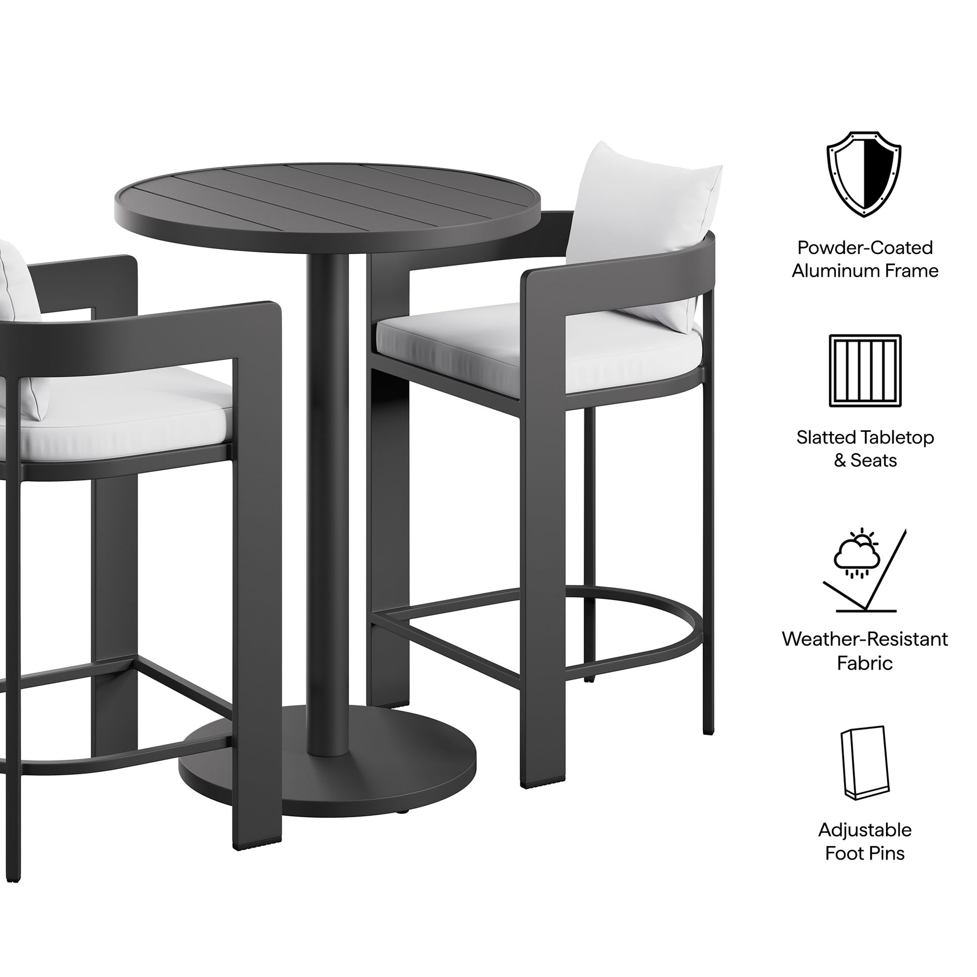 Tahoe 3-Piece Outdoor Aluminum Bar Set