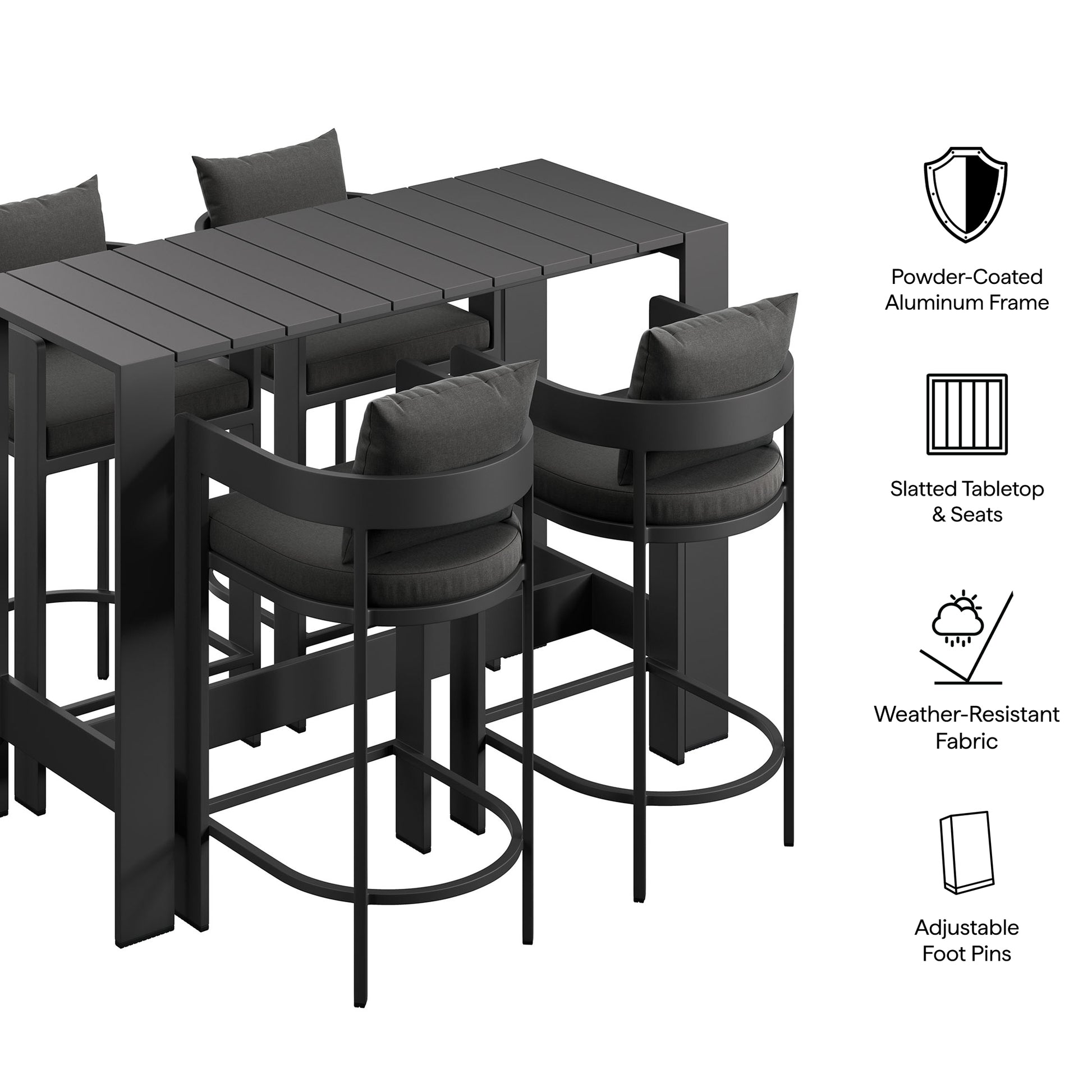 Tahoe 5-Piece Outdoor Bar Table Set - Gray