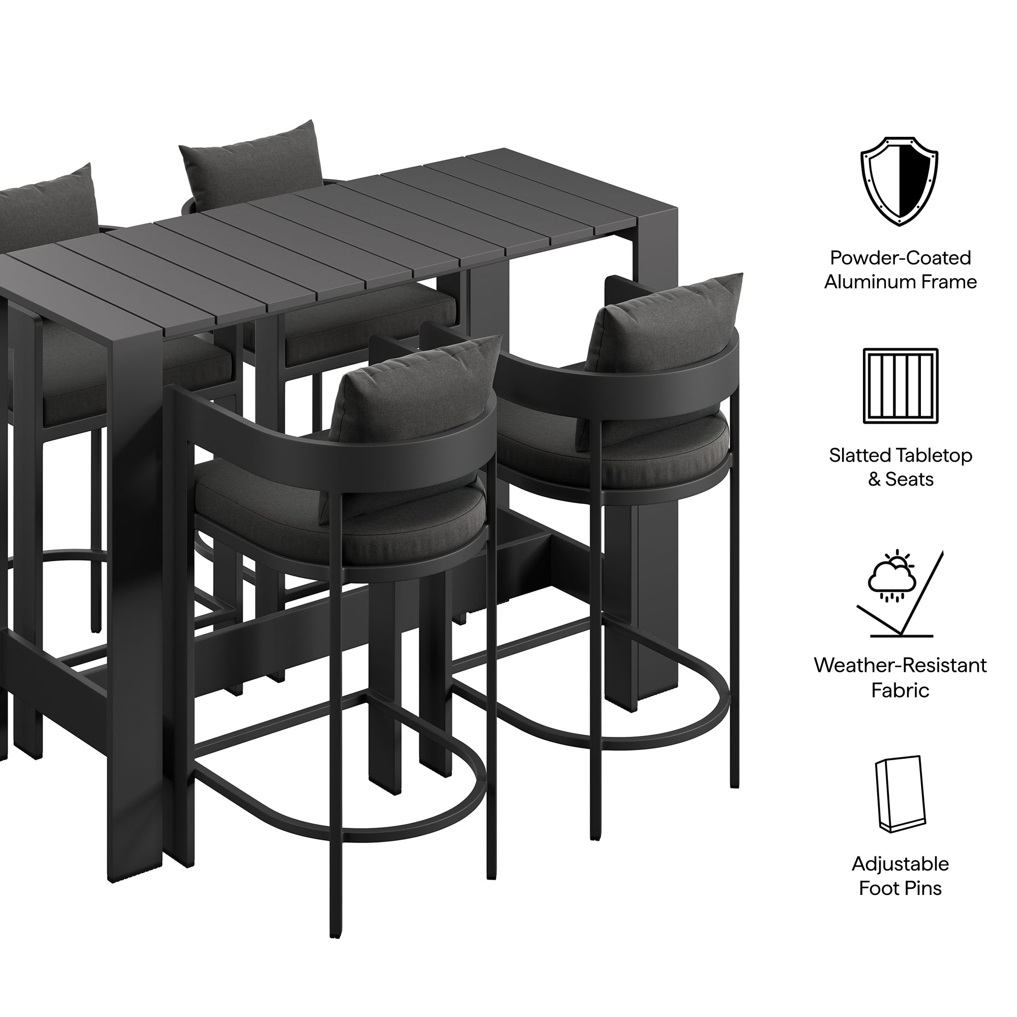 Tahoe 5-Piece Outdoor Bar Table Set - Gray