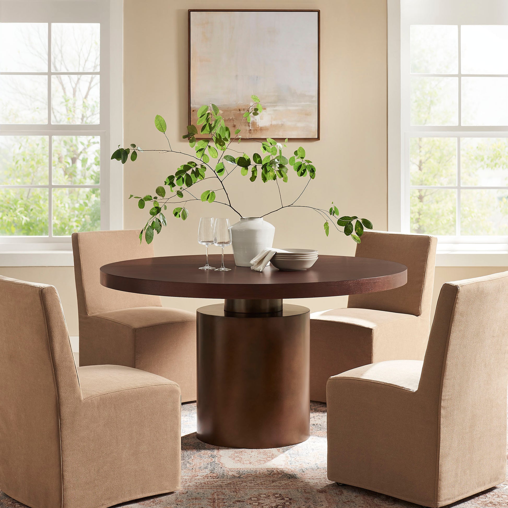 Annette 54 Inch Round Pedestal Base Dining Table by Modway