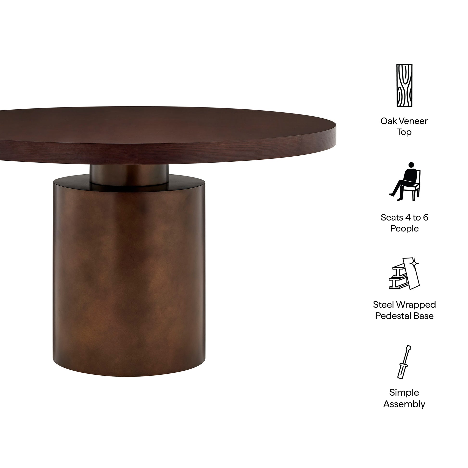 Annette 54 Inch Round Pedestal Base Dining Table by Modway