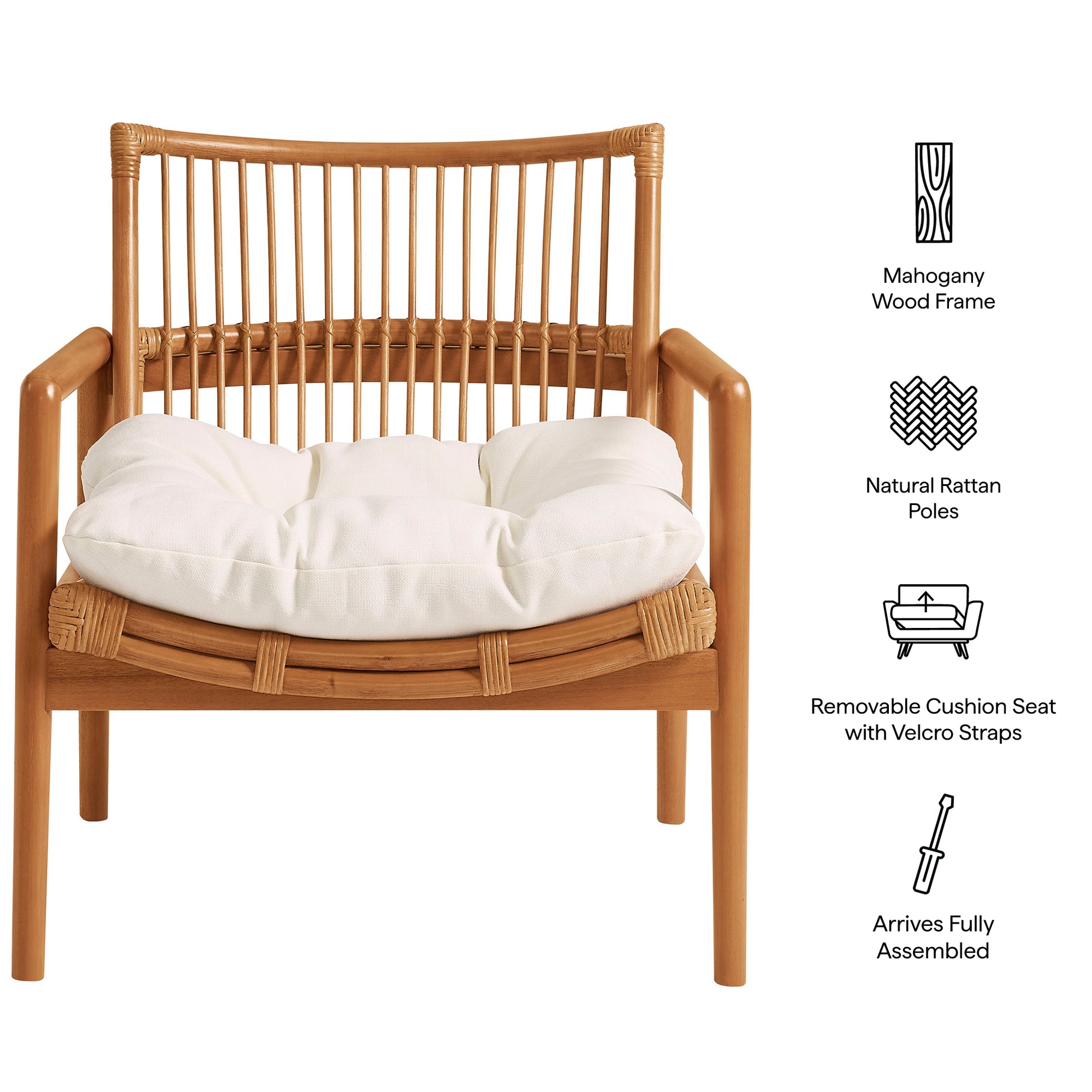 Tula Wood Rattan Lounge Chair