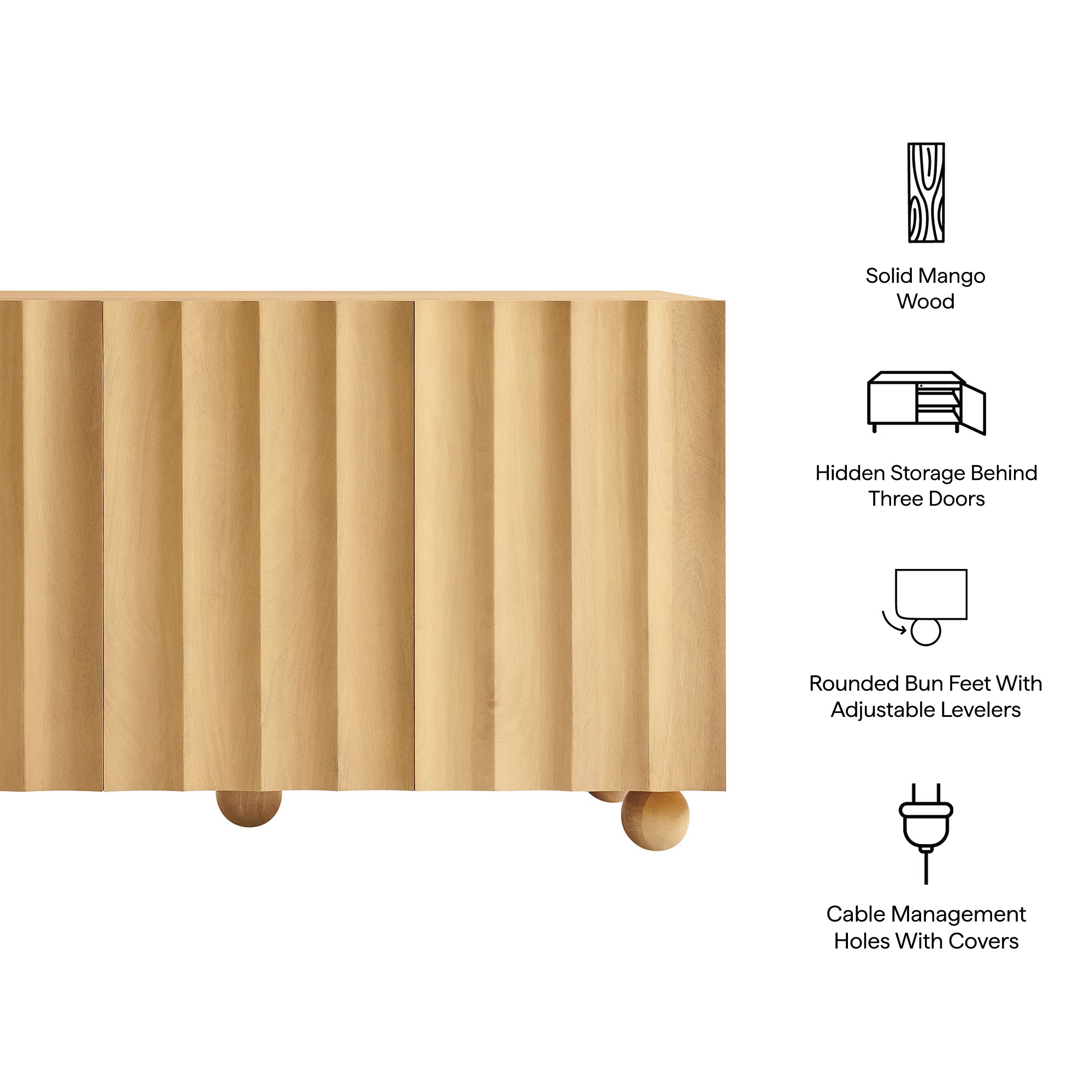 Sorren 54 Inch Scalloped Mango Wood