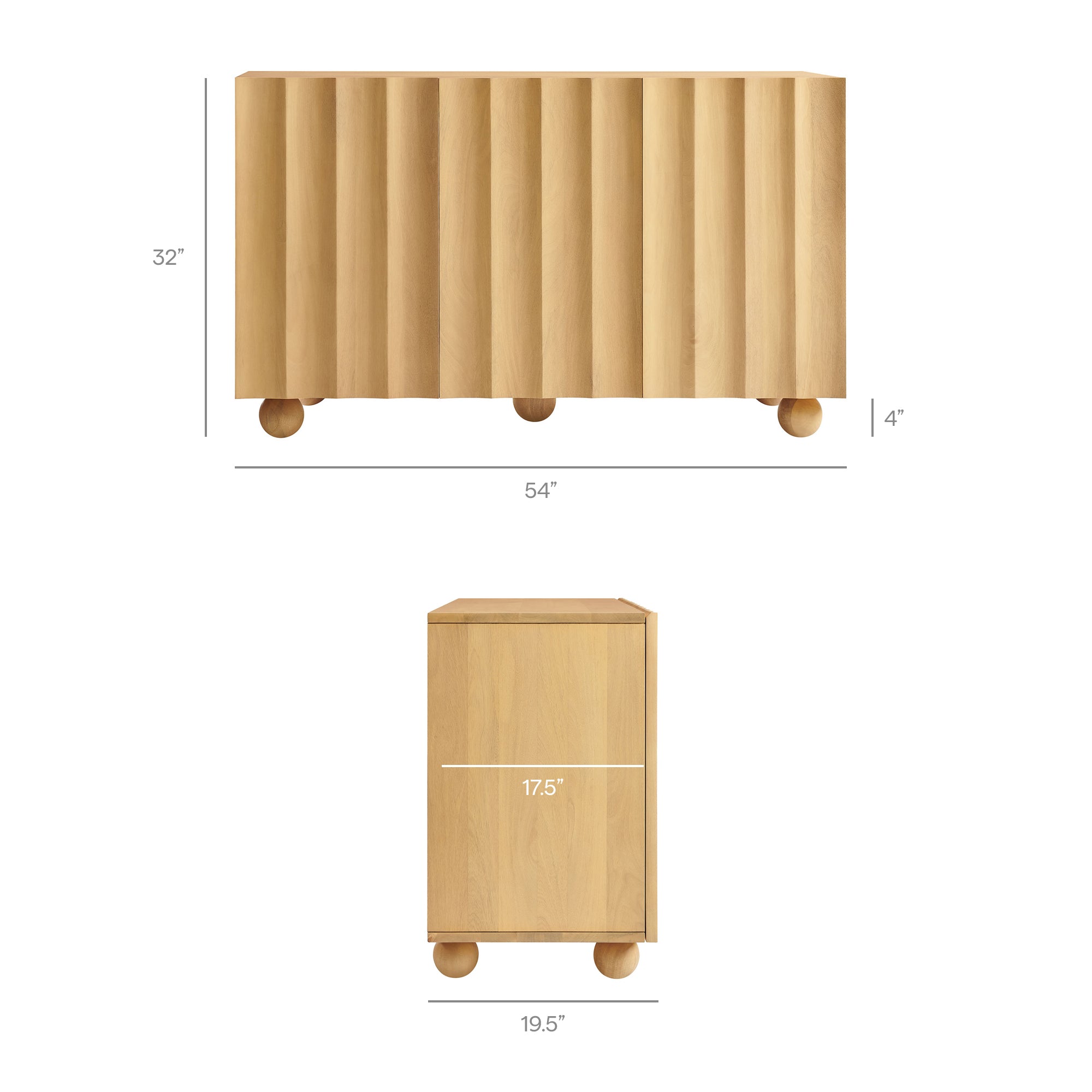 Sorren 54 Inch Scalloped Mango Wood