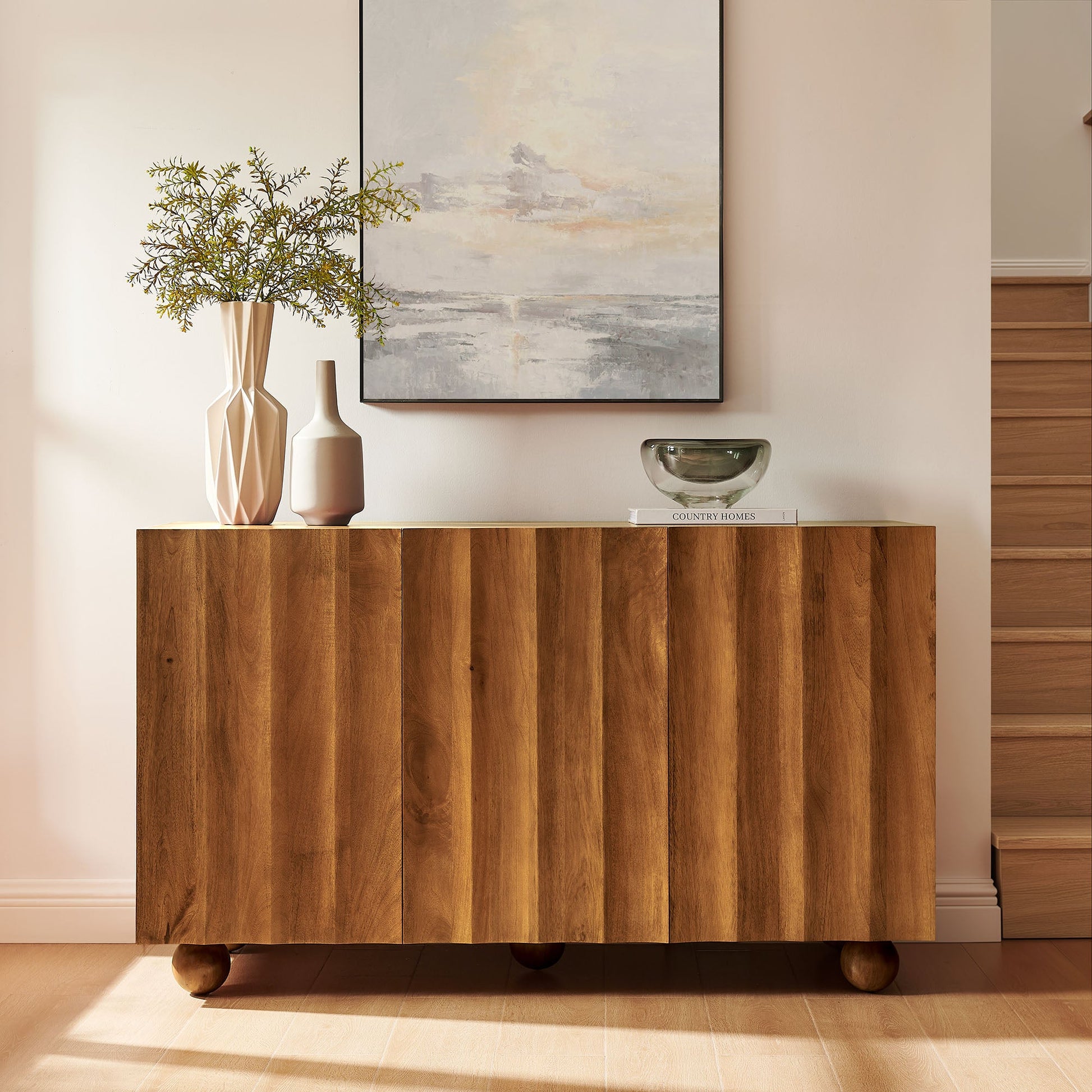 Sorren 54 Inch Scalloped Mango Wood - Walnut