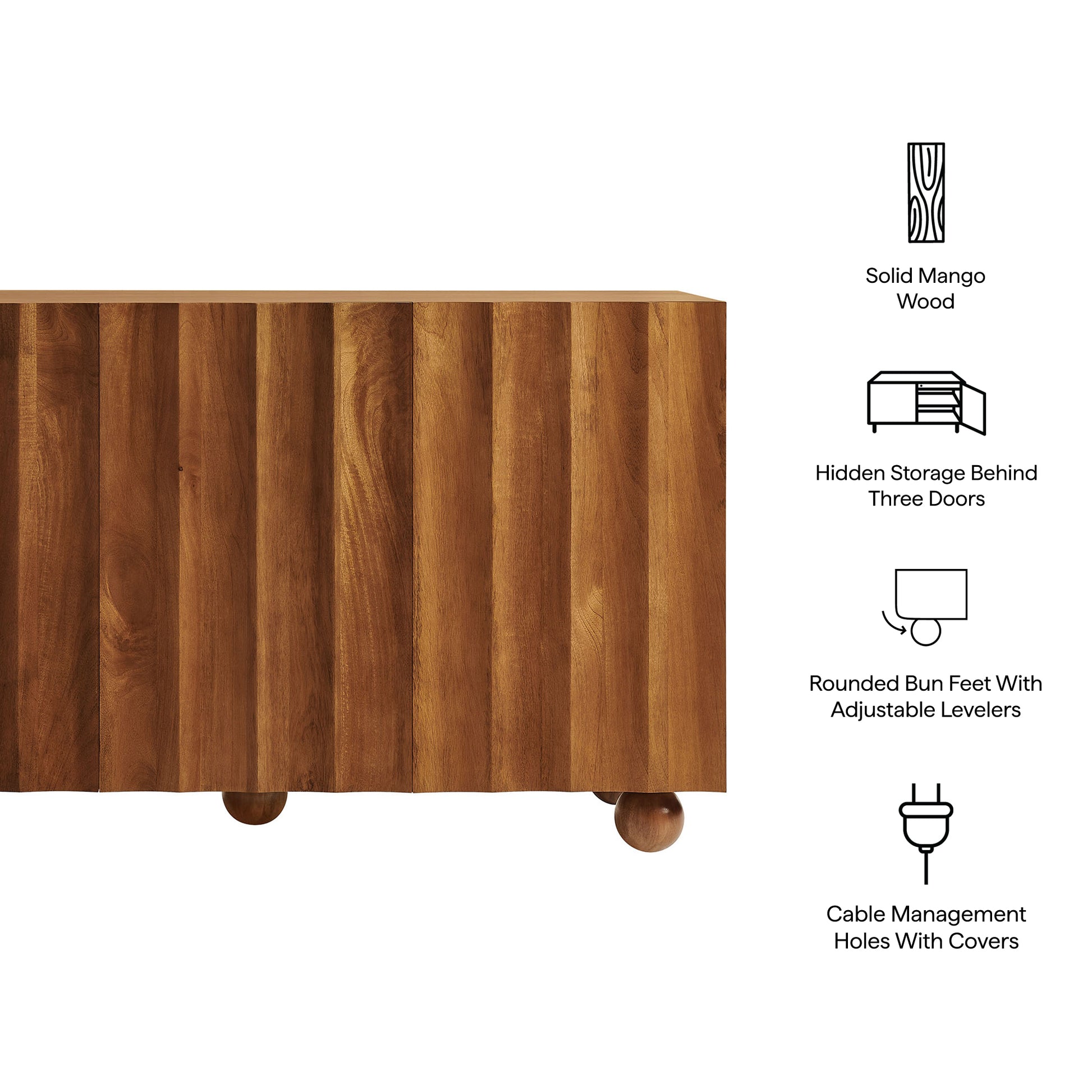 Sorren 54 Inch Scalloped Mango Wood