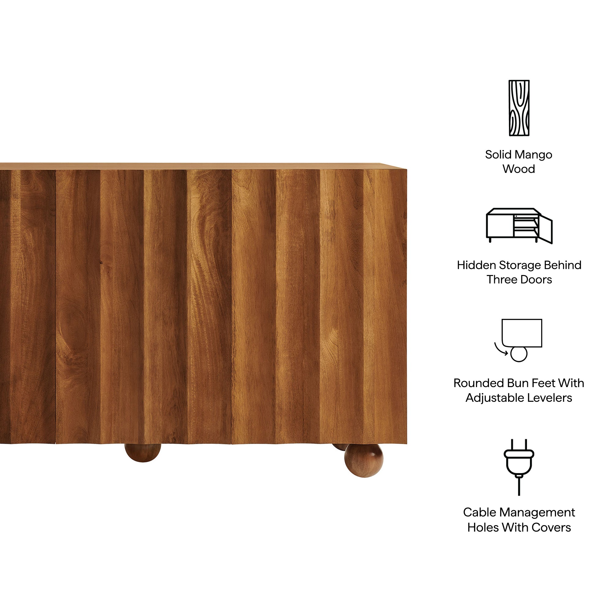Sorren 54 Inch Scalloped Mango Wood