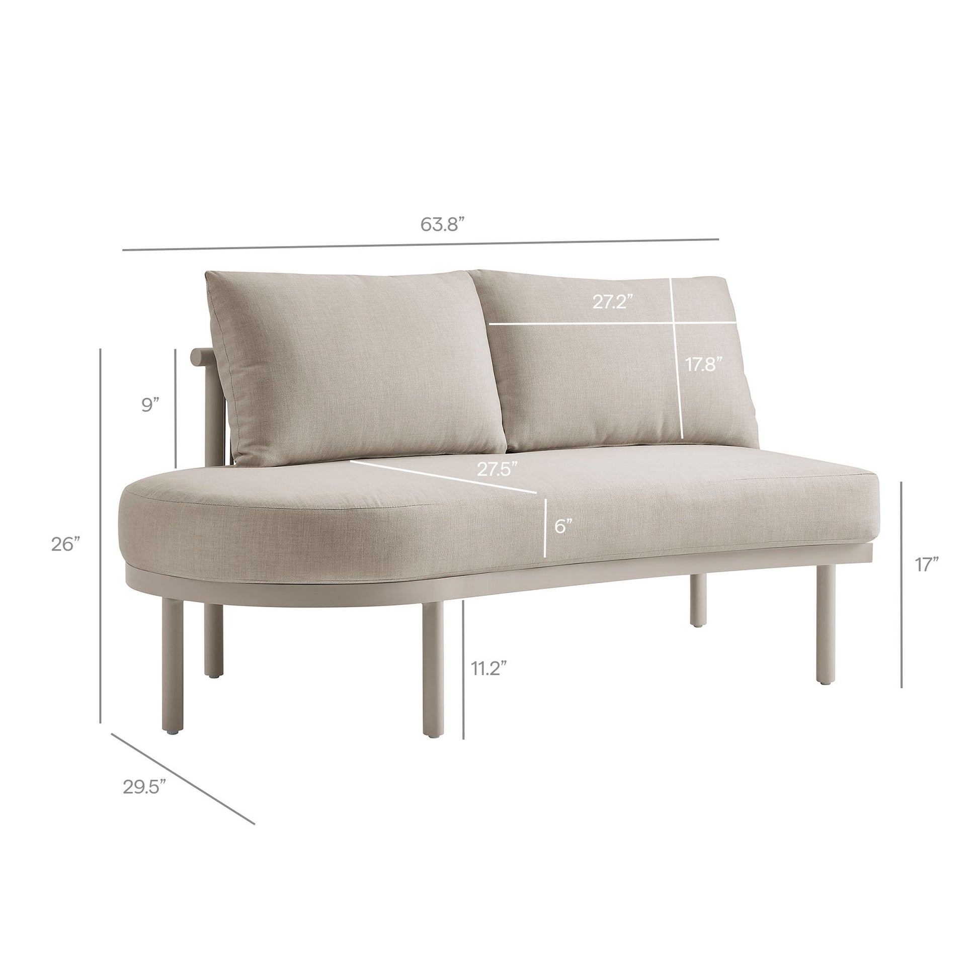 Porta Left-Arm Facing Outdoor Patio Aluminum Modular Piece by Modway