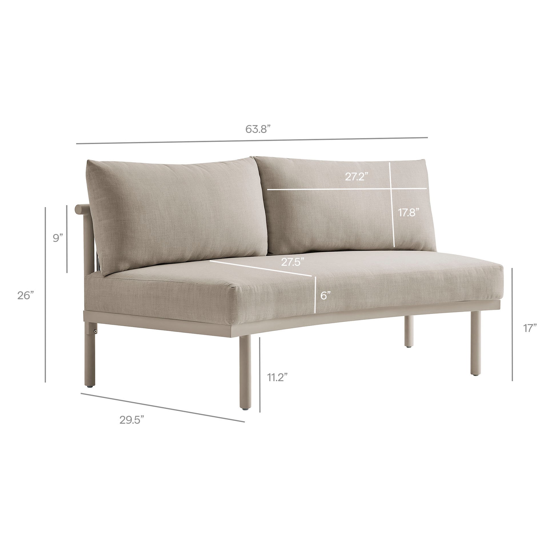 Porta Armless Outdoor Patio Aluminum Modular Piece by Modway