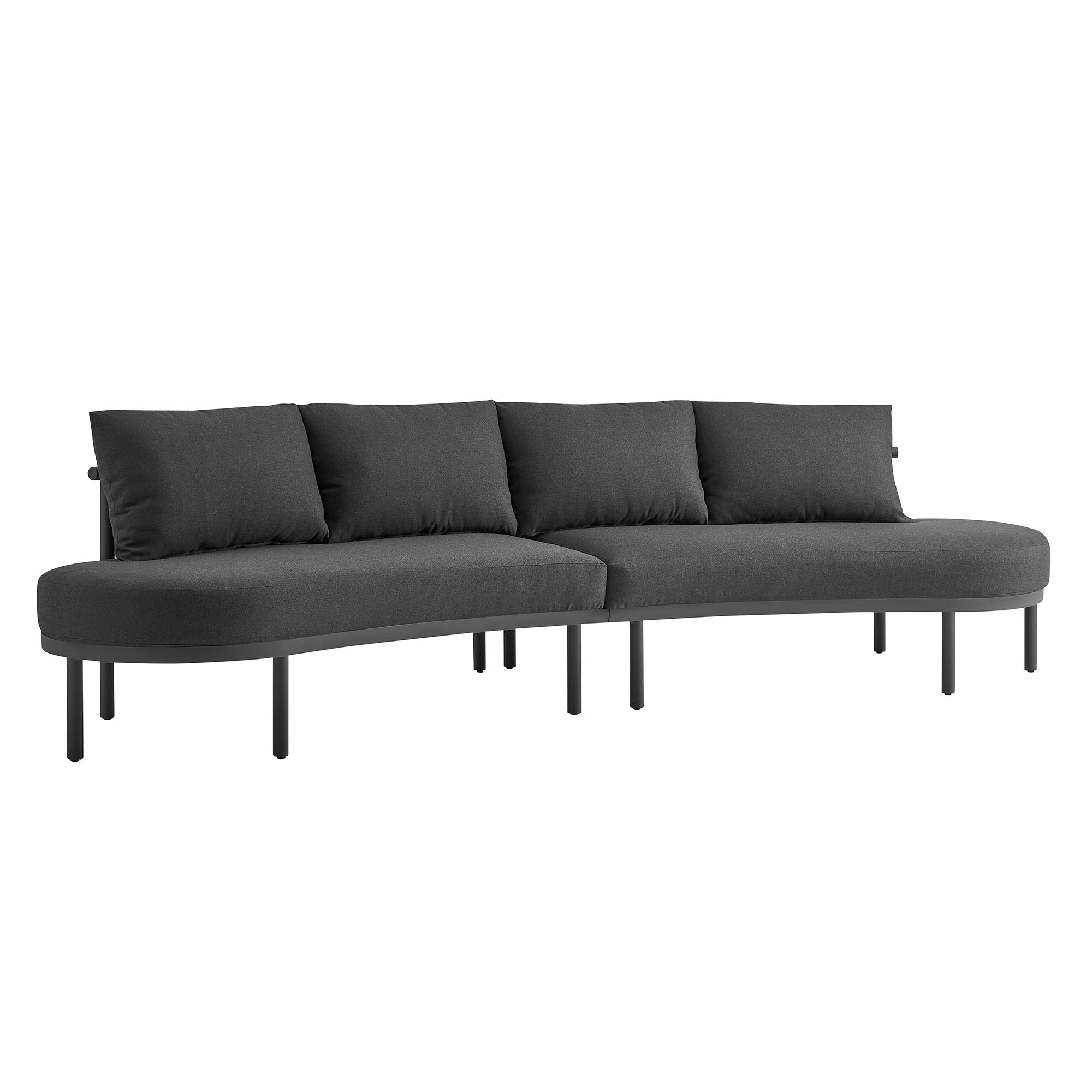 Porta 2 Piece Outdoor Aluminum Modular Sofa - Charcoal Anthracite