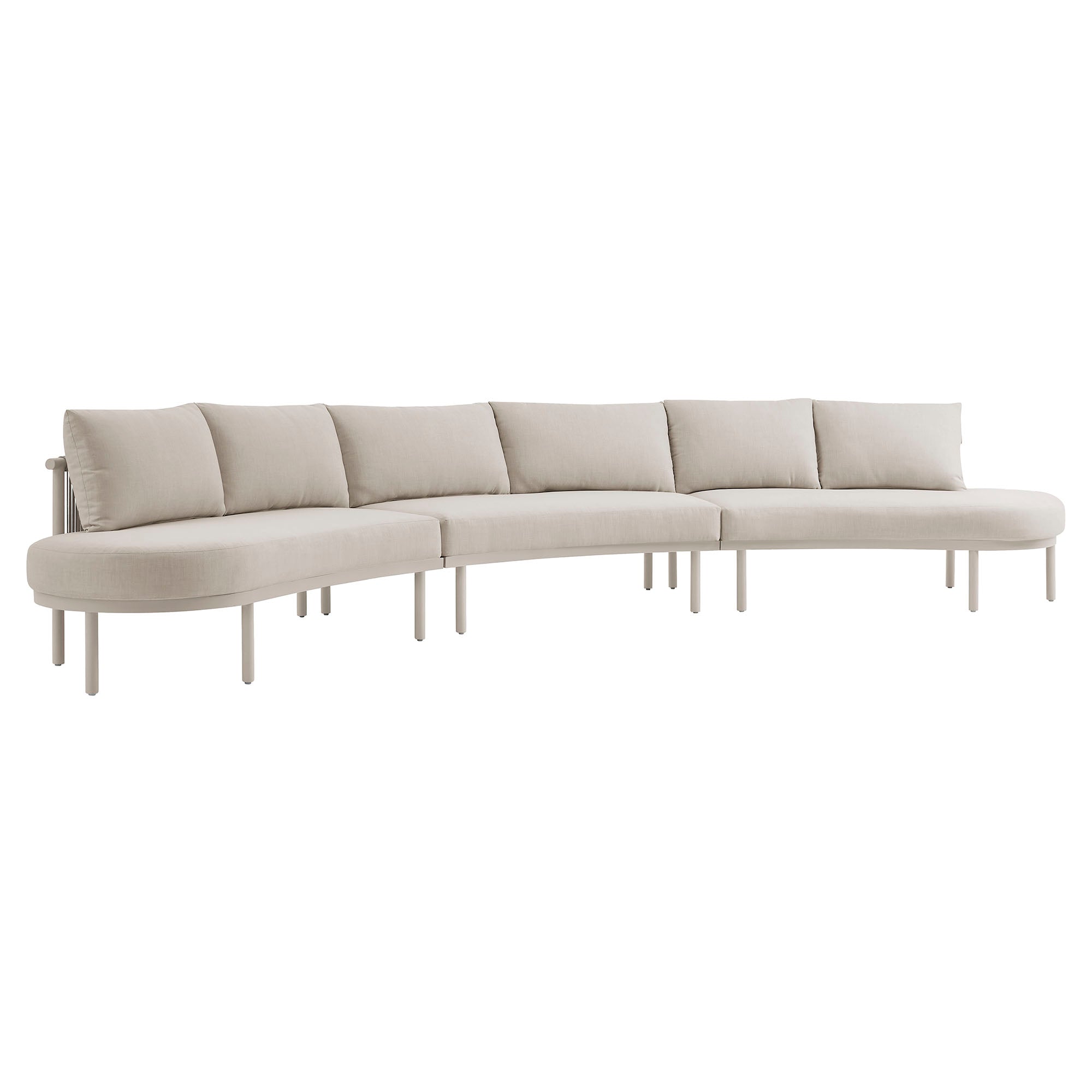 Porta 3 Piece Outdoor Aluminum Modular Sofa - Khaki Stone