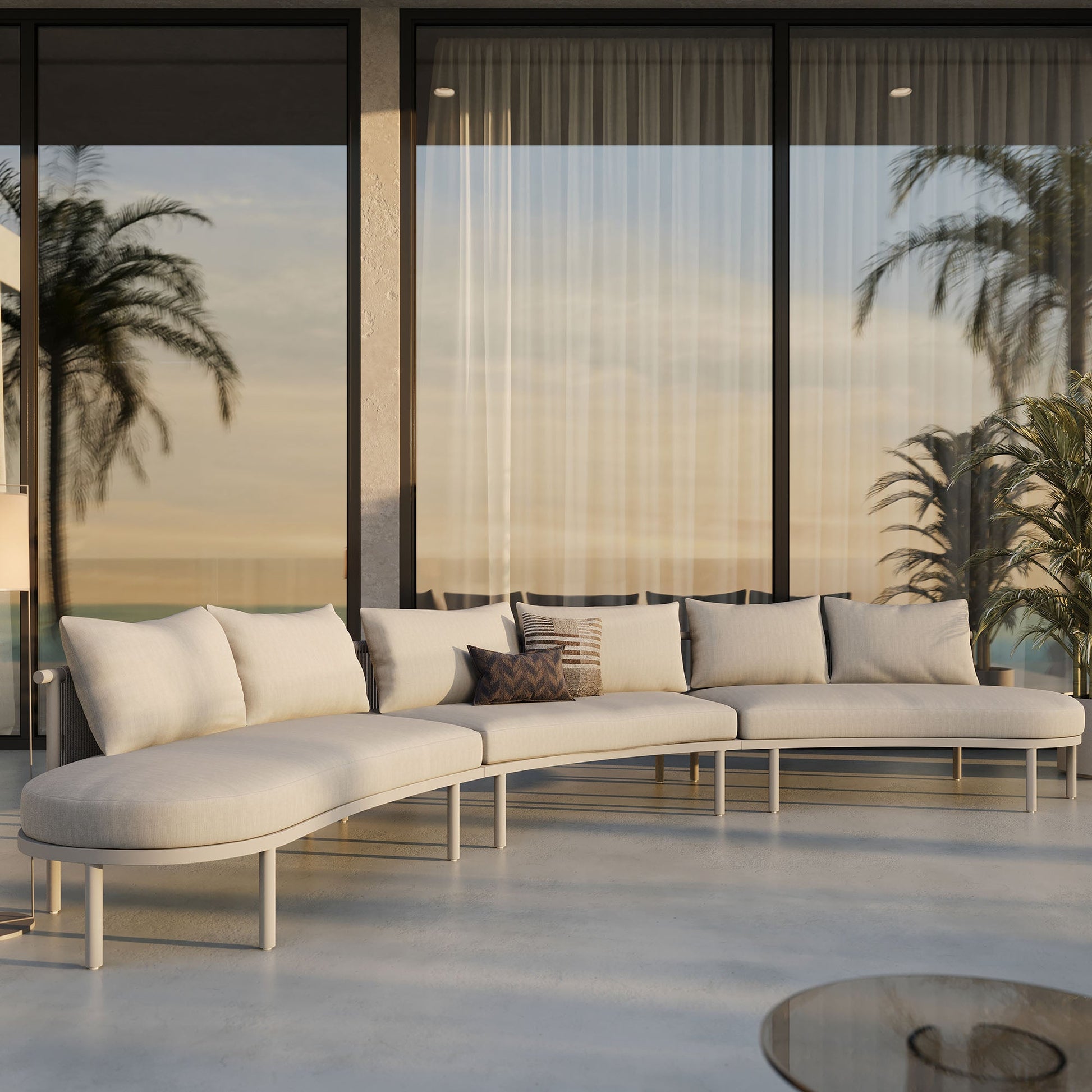 Porta 3 Piece Outdoor Aluminum Modular Sofa - Khaki Stone
